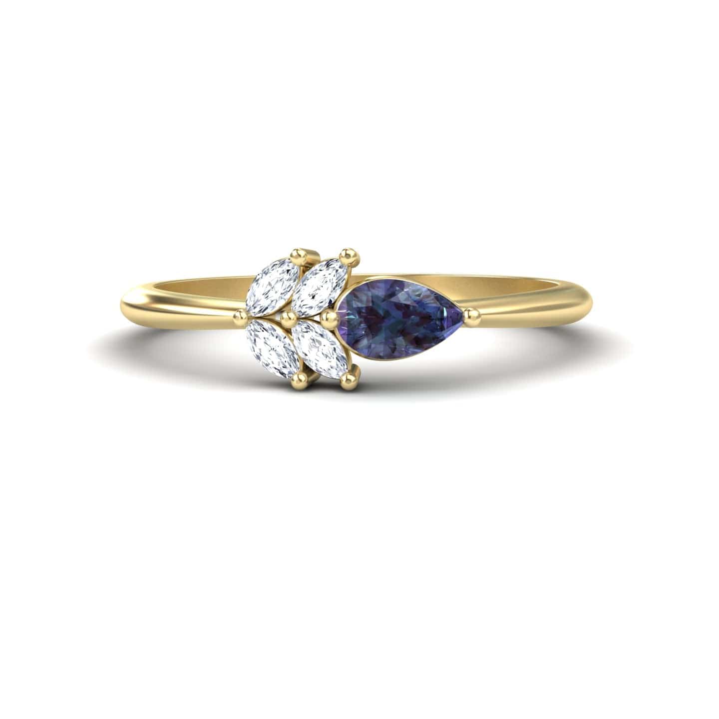 Lab Grown Alexandrite & Diamond Fancy Ring - Julia