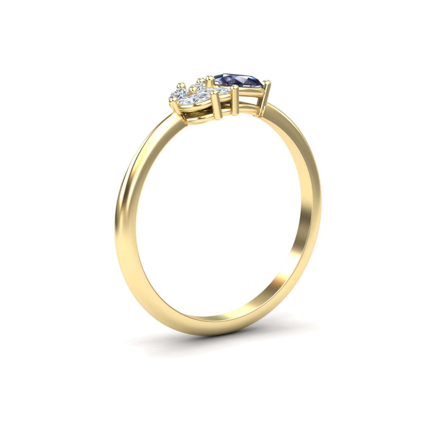 Lab Grown Alexandrite & Diamond Fancy Ring - Julia