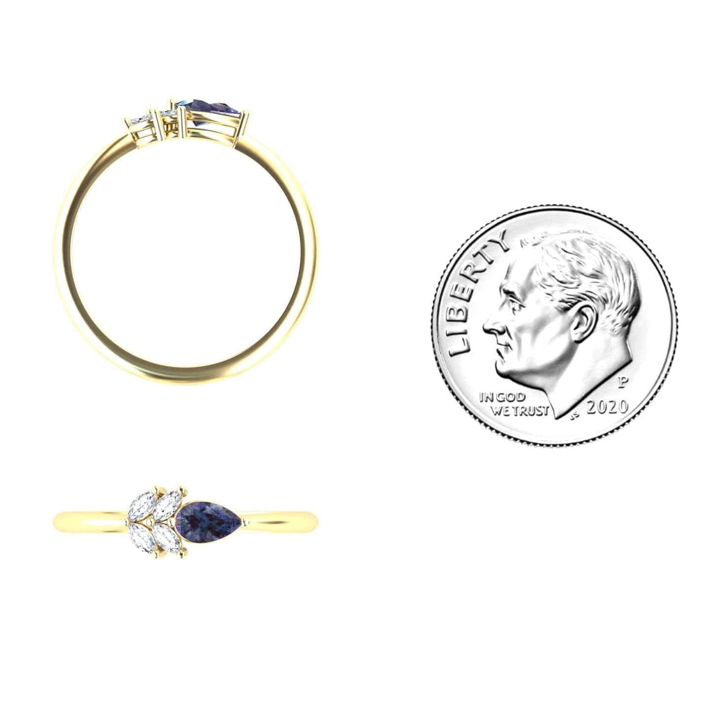 Lab Grown Alexandrite & Diamond Fancy Ring - Julia