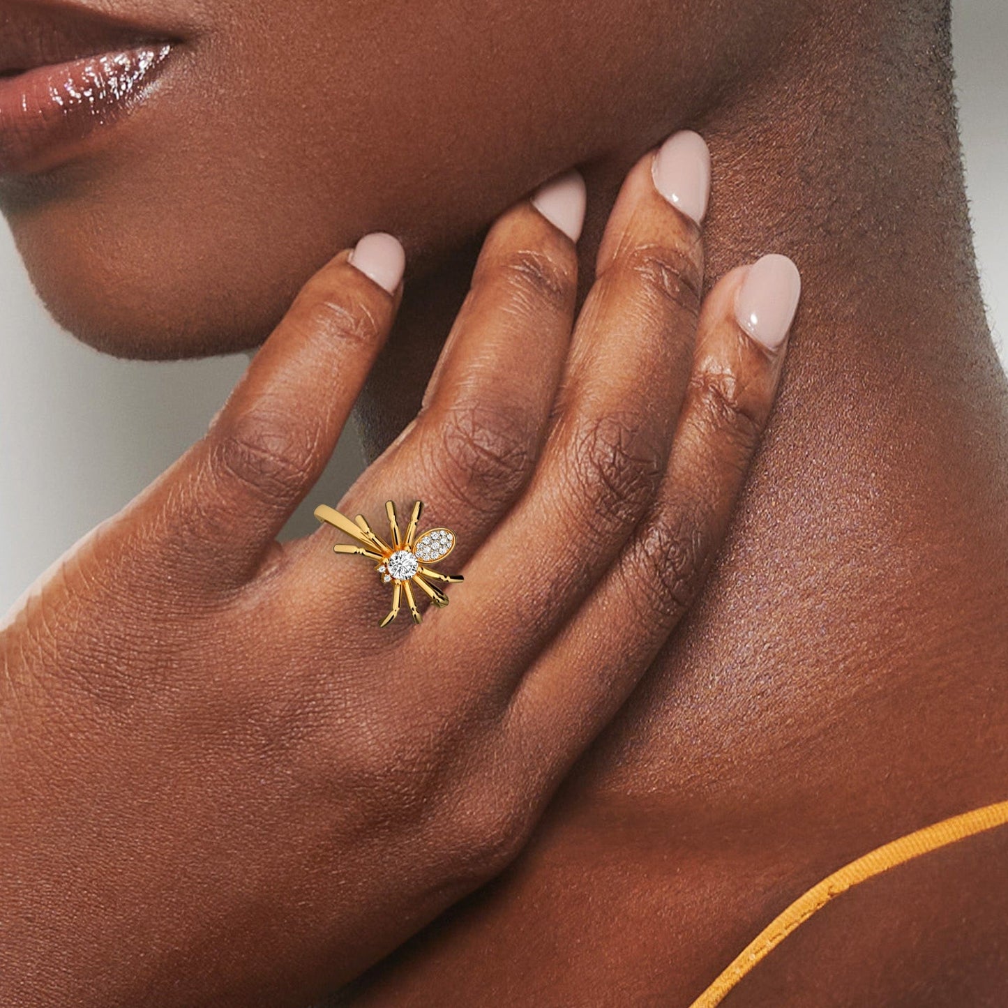 White Diamond Spider Statement Ring - Ainsley