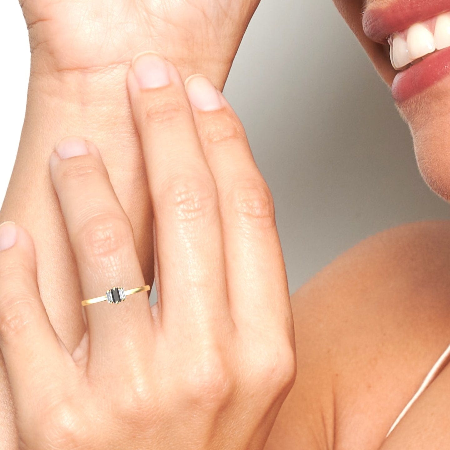 Black & White Diamond Three Stone Ring - Marina