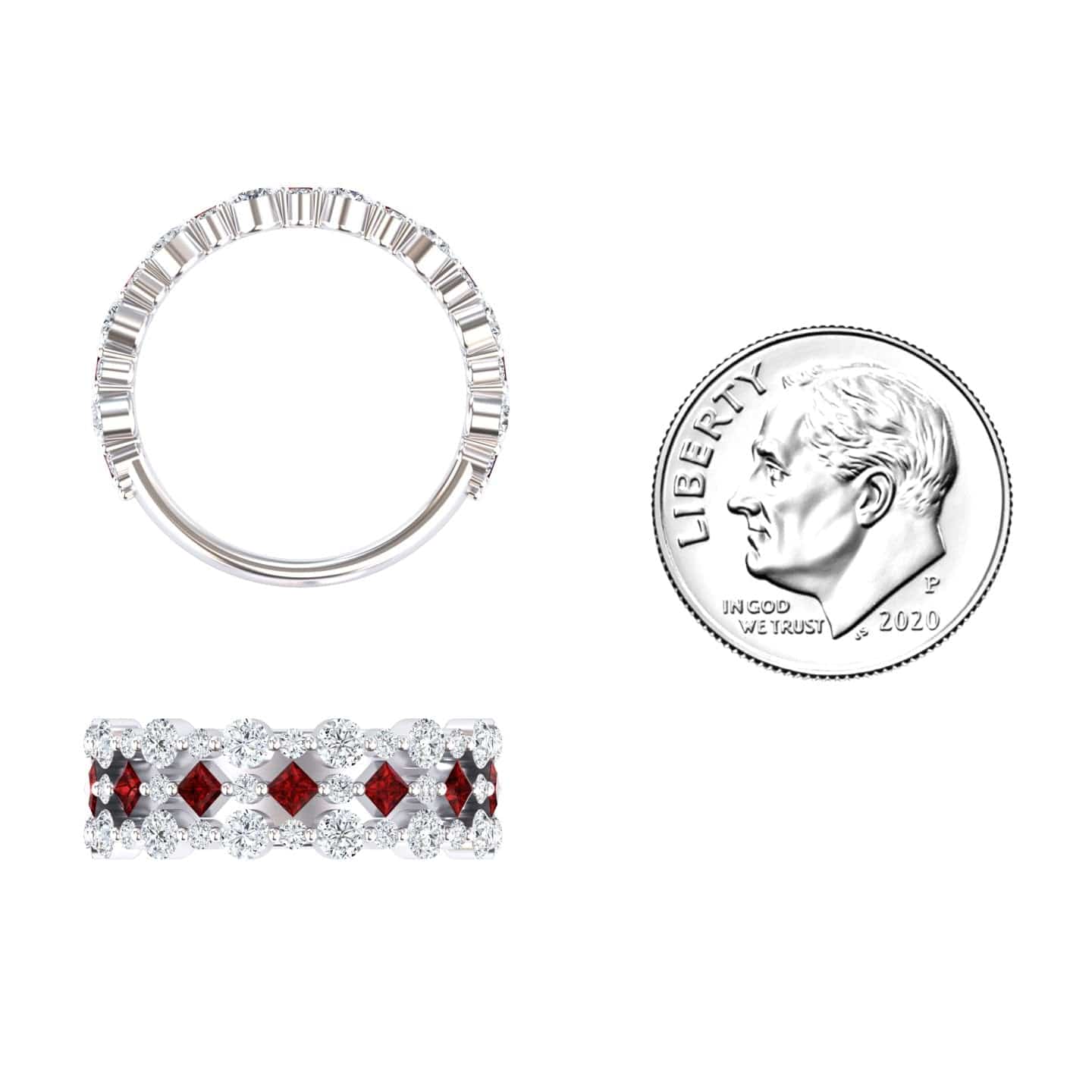 Ruby & Diamond Lace Band Ring - Victoria