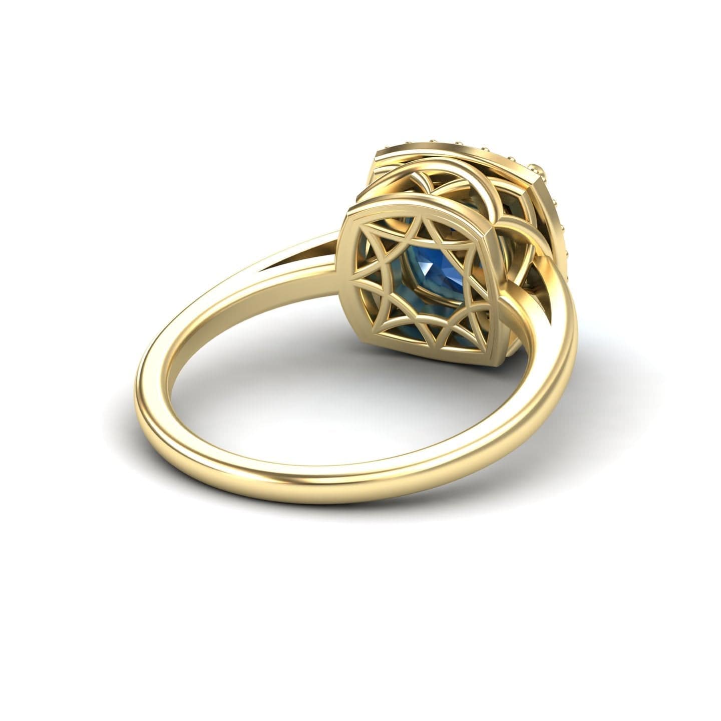 London Blue Topaz & Diamond Halo Ring - Ziva