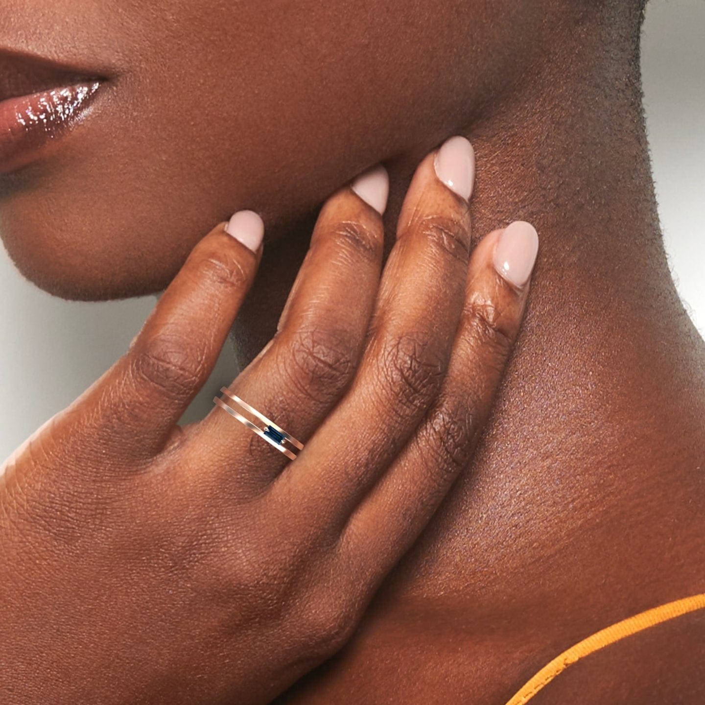 London Blue Topaz Minimalist Double Band Ring - Alia