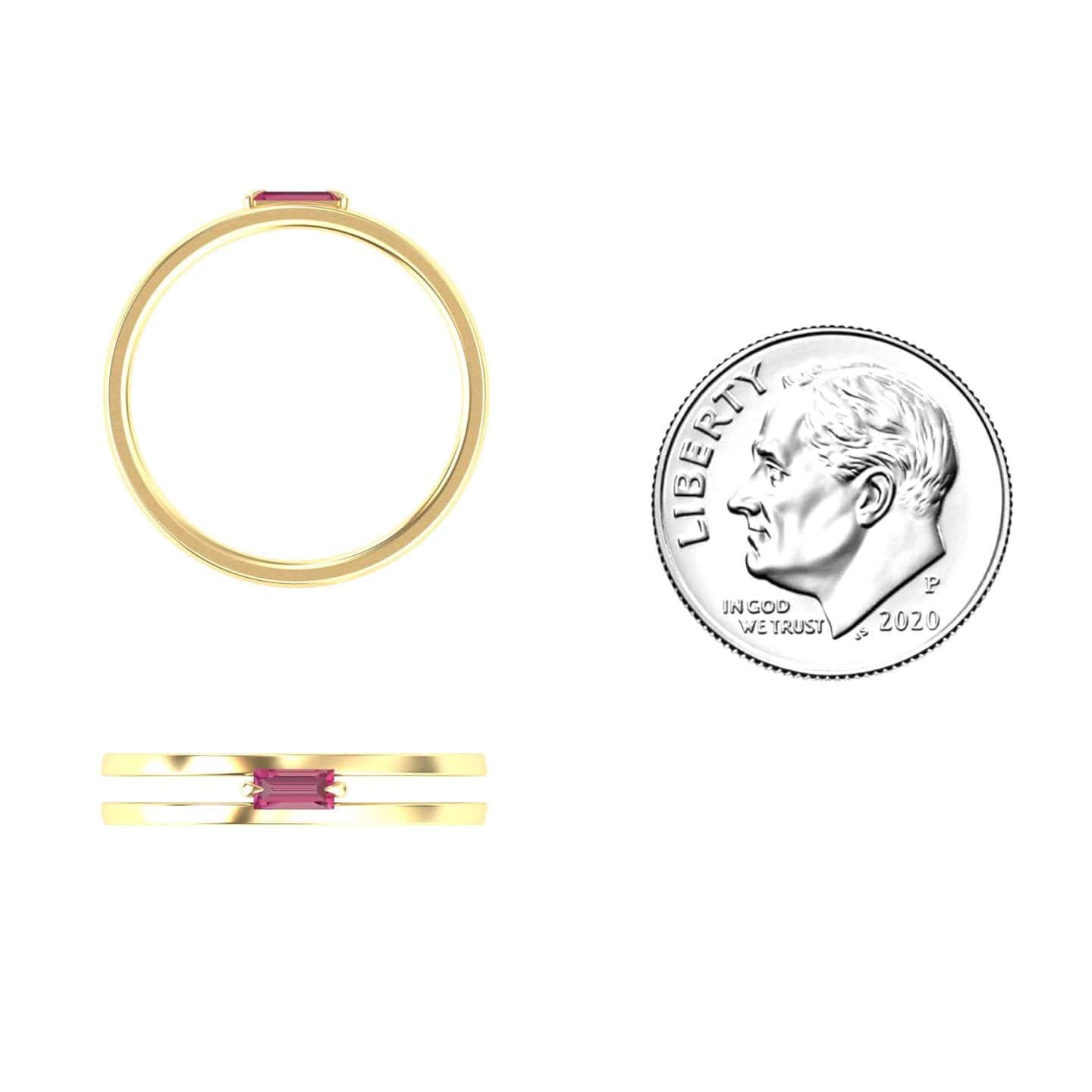 Pink Tourmaline Minimalist Double Band Ring - Alia