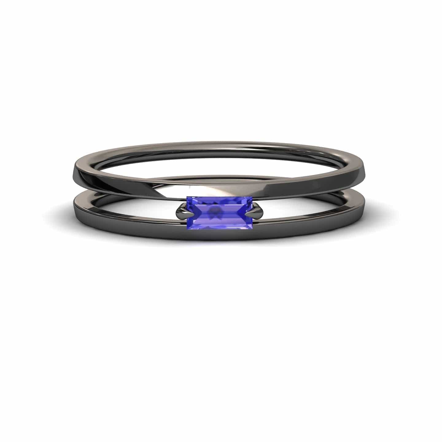 Tanzanite Minimalist Double Band Ring - Alia