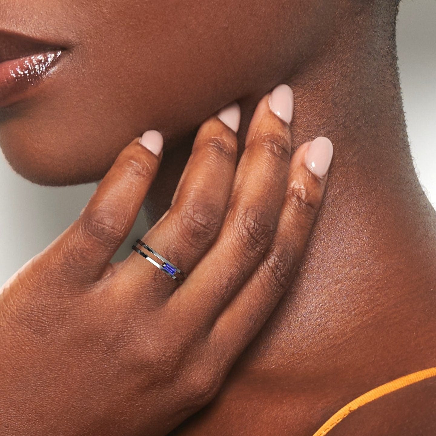 Tanzanite Minimalist Double Band Ring - Alia