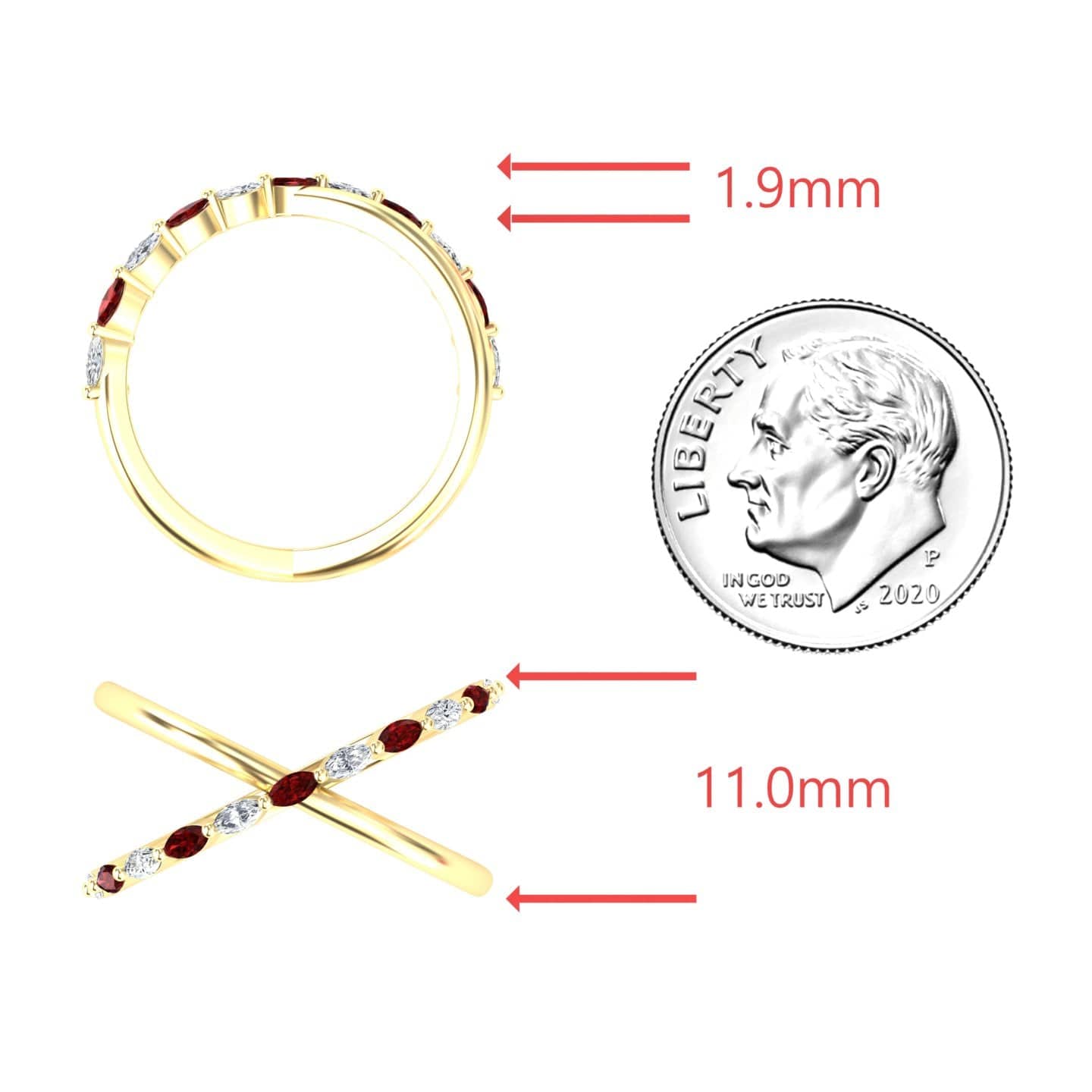 Ruby & Diamond Crossover Ring - Gracie