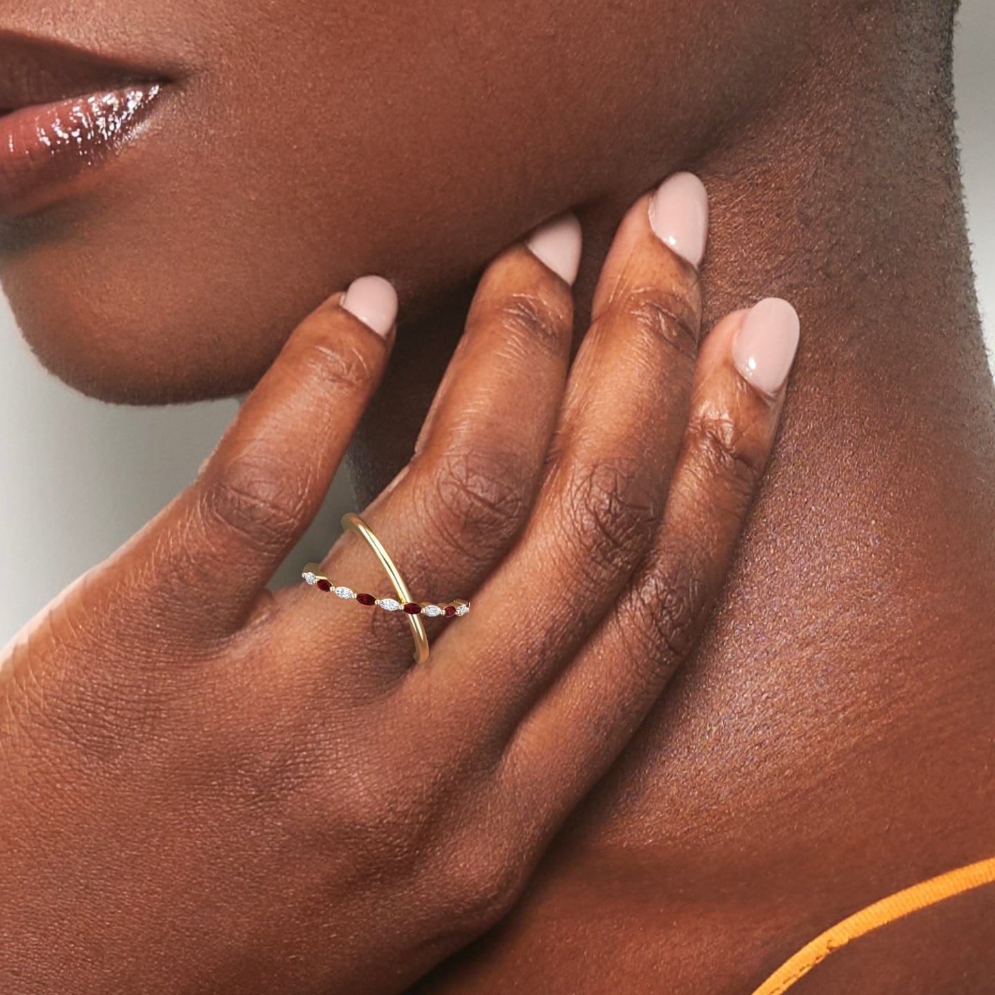 Ruby & Diamond Crossover Ring - Gracie