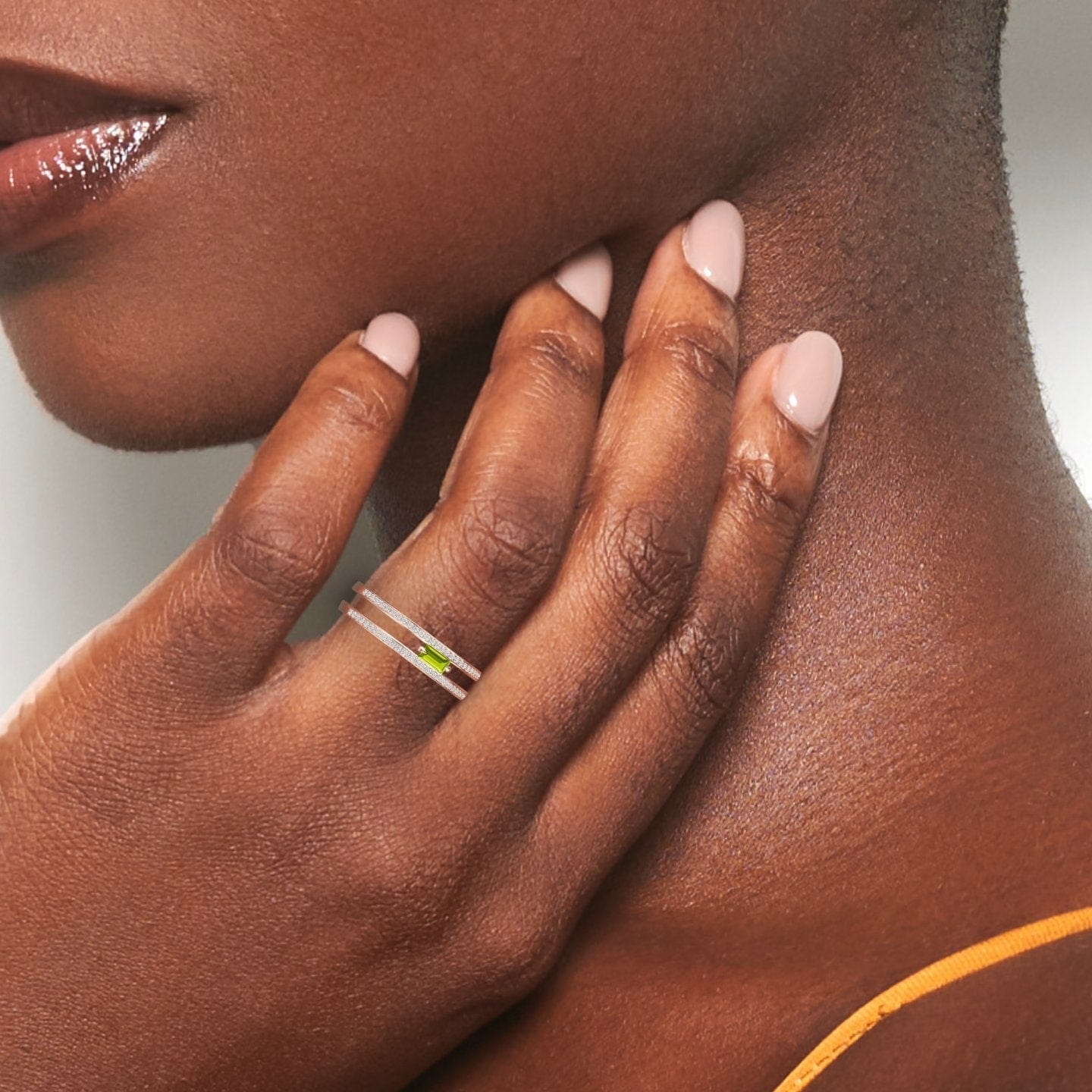 Peridot & Diamond Double Band - Bianca