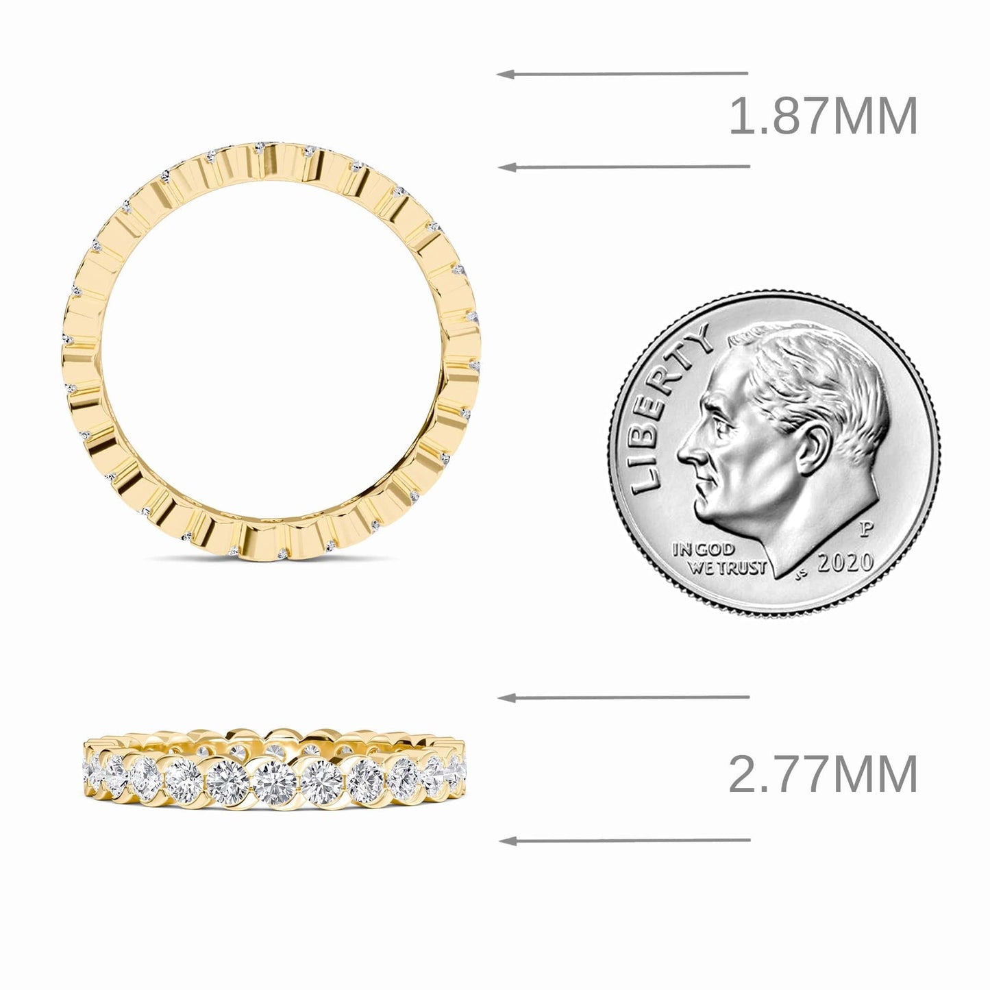 White Diamond Scalloped Bezel Set Eternity Band - Ning