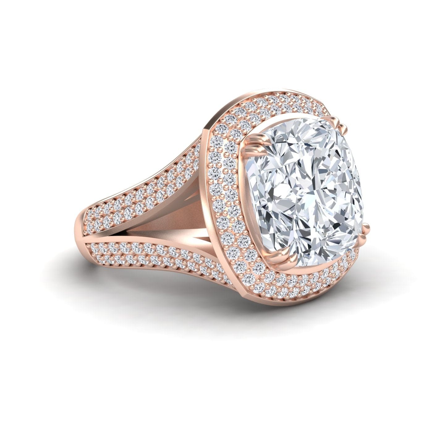 Lab Grown Moissanite & Diamond Halo Statement Ring - Pooja
