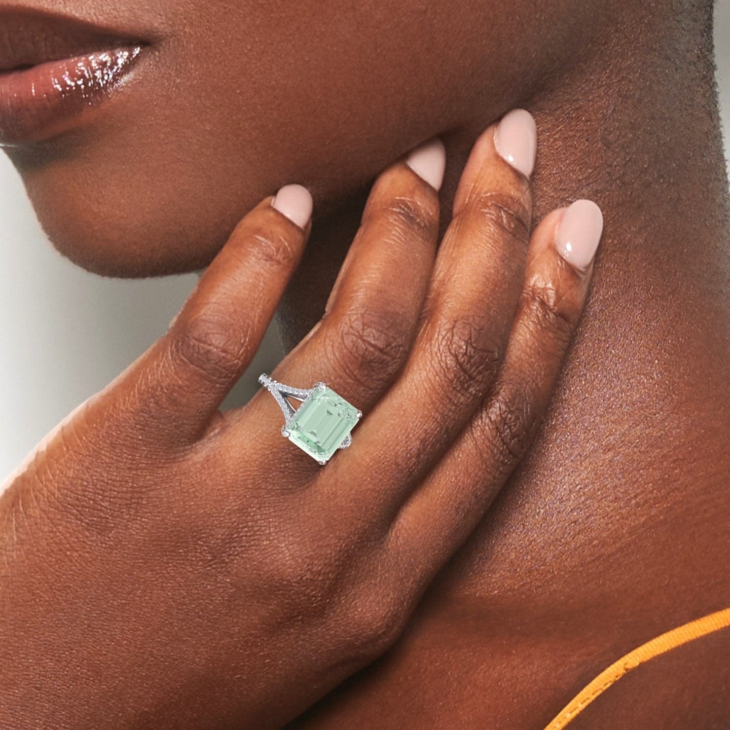 Green Amethyst & Diamond Cocktail Ring - Ziya