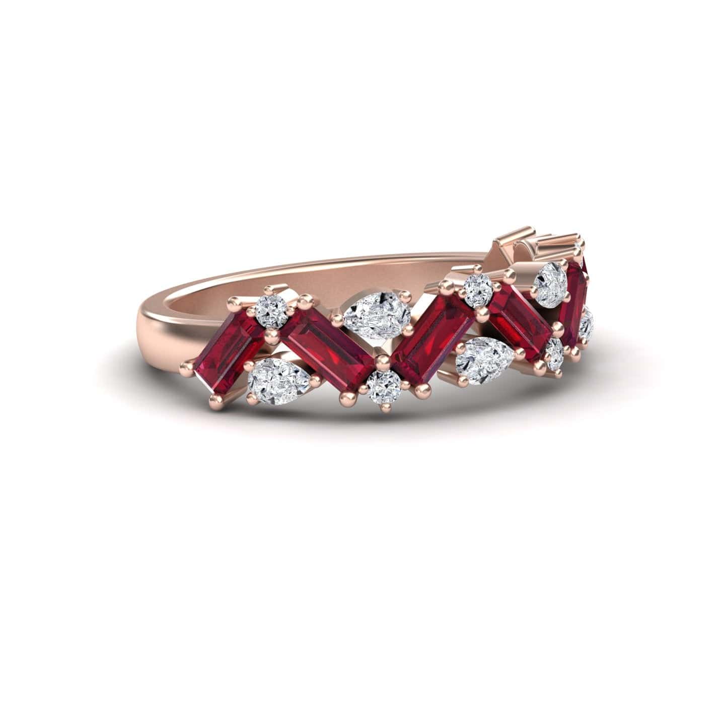 Ruby & Diamond Zigzag Eternity Band - Aimee