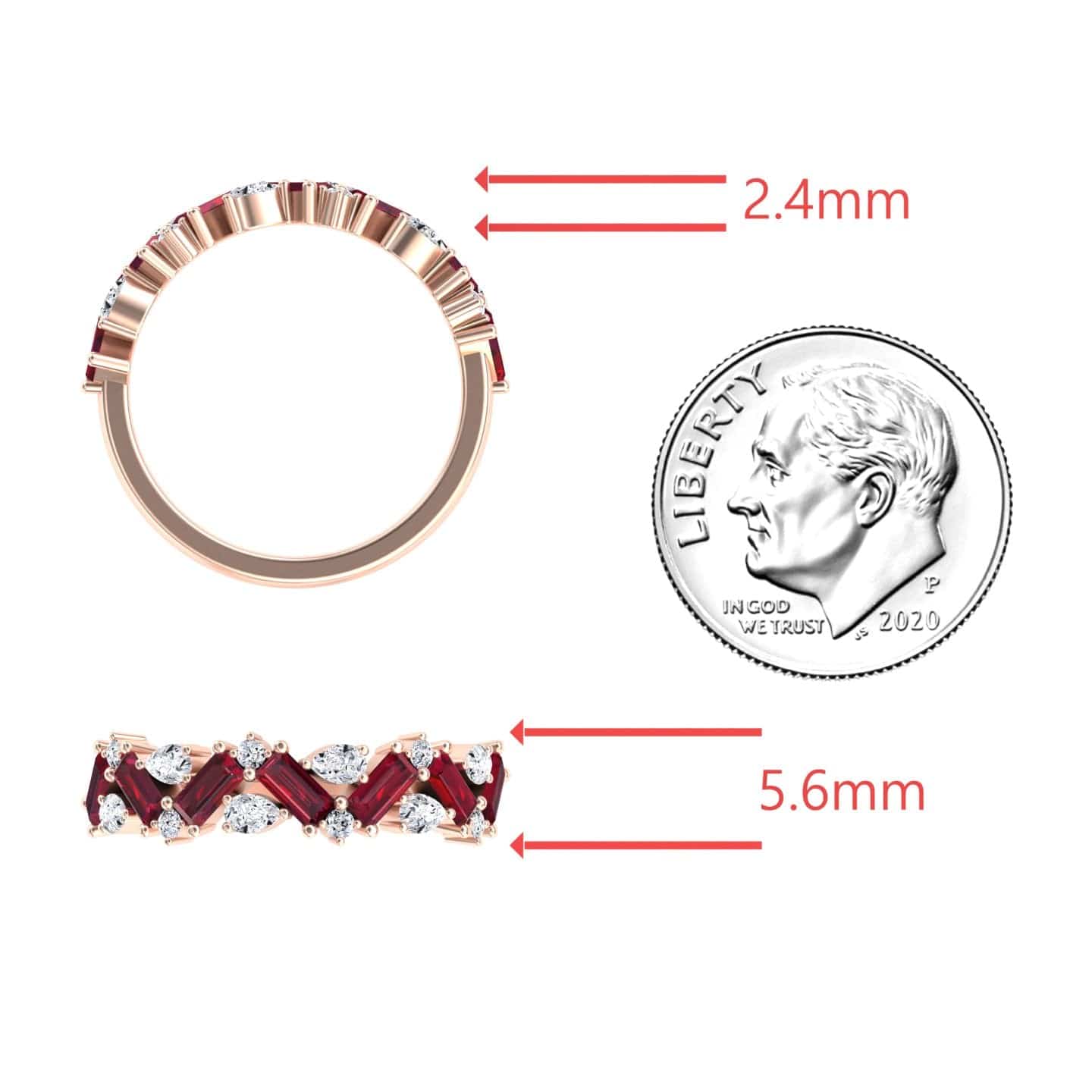 Ruby & Diamond Zigzag Eternity Band - Aimee