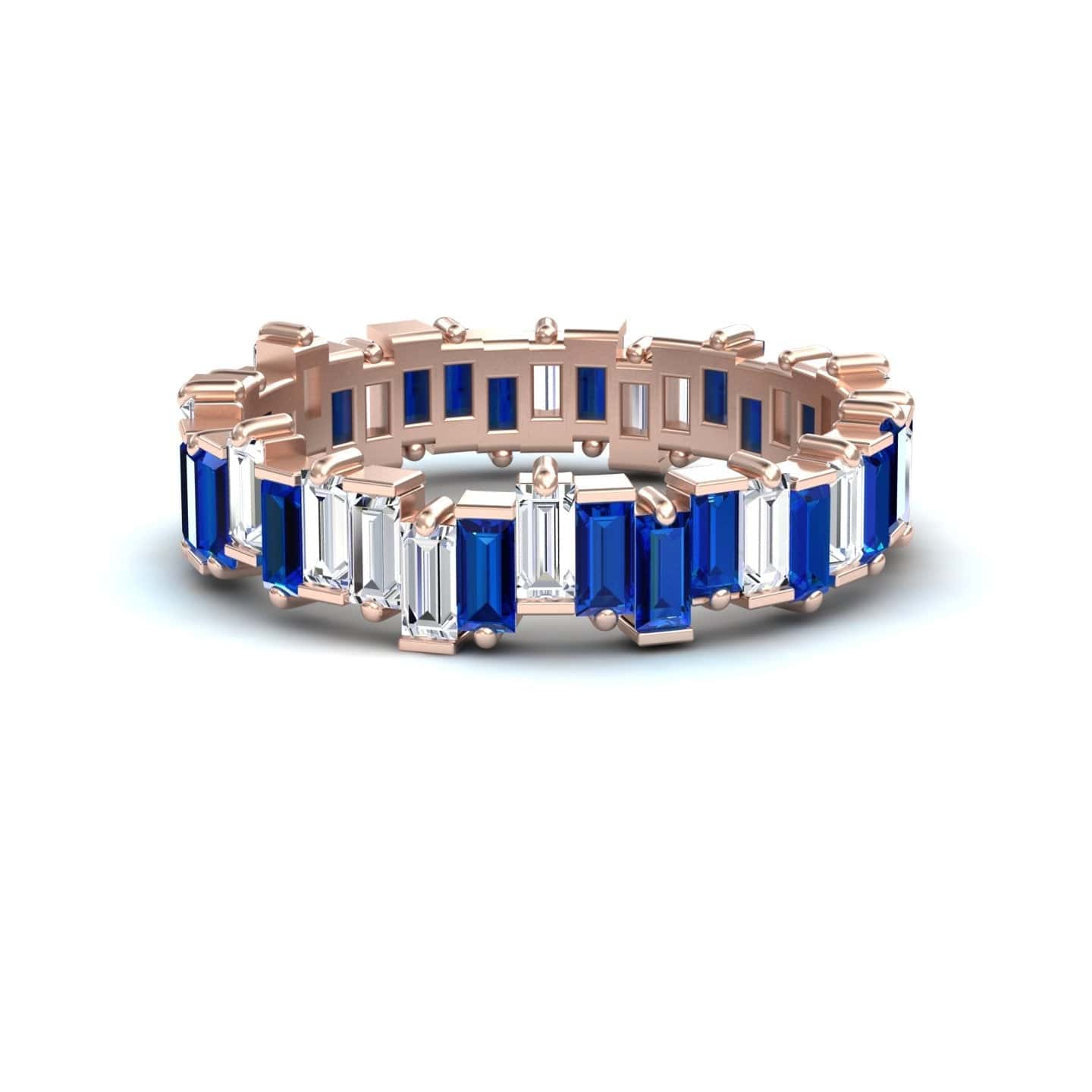 Blue Sapphire & Diamond Classic Eternity Band - Samantha