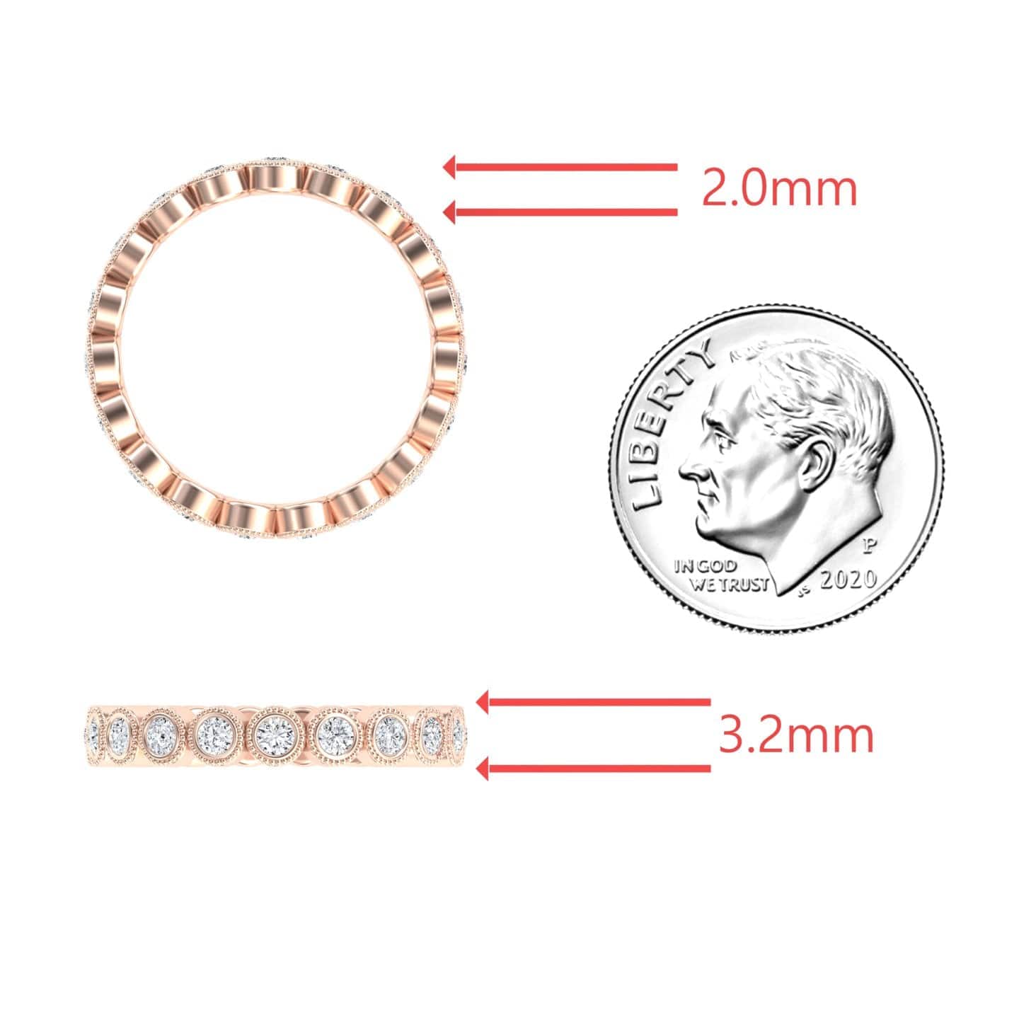 White Diamond Milgrain Bezel Set Eternity Band - Ira