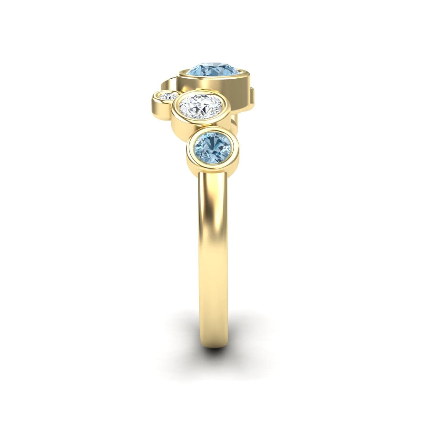 Aquamarine & Diamond Bubble Ring - Carmen