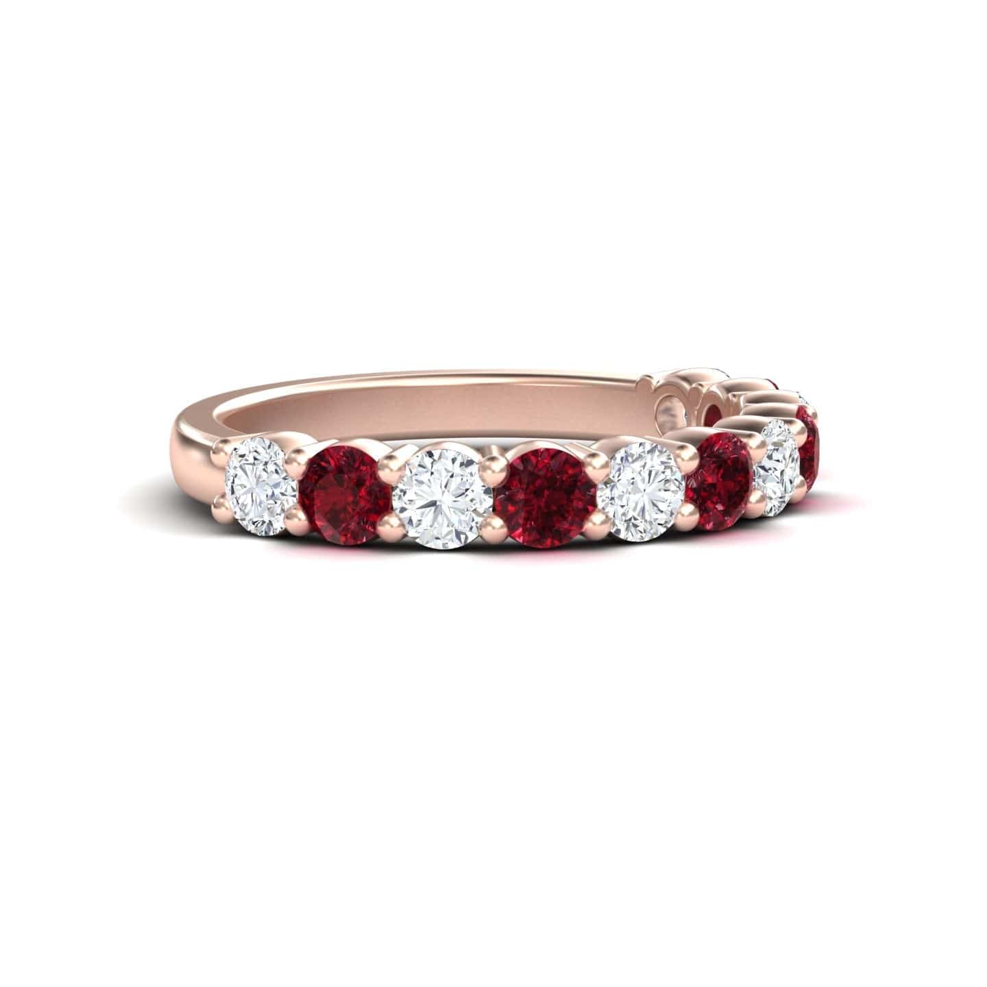 Ruby & Diamond Half Eternity Wedding Ring - Parveen