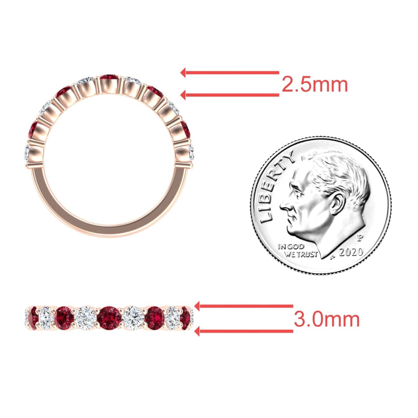 Ruby & Diamond Half Eternity Wedding Ring - Parveen