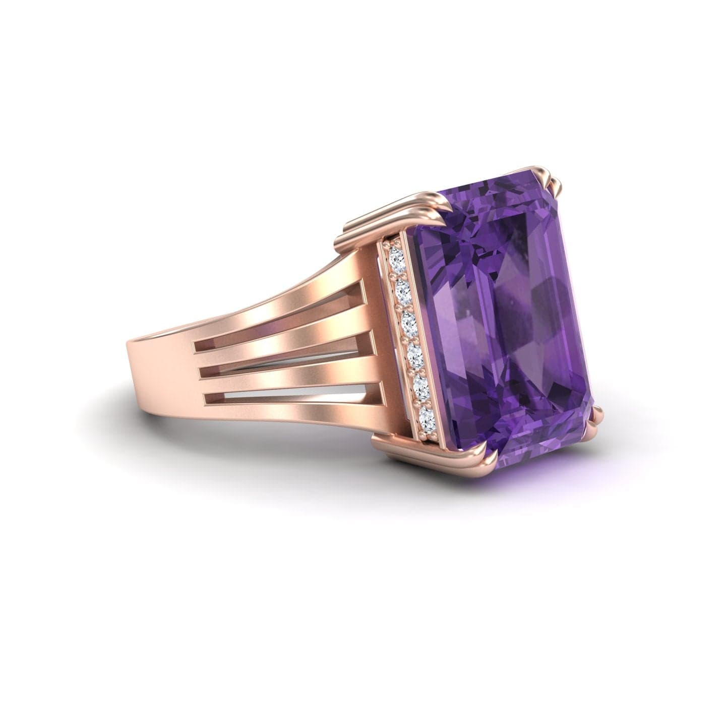 Amethyst & Diamond Fashion Solitaire Ring - Tasmia
