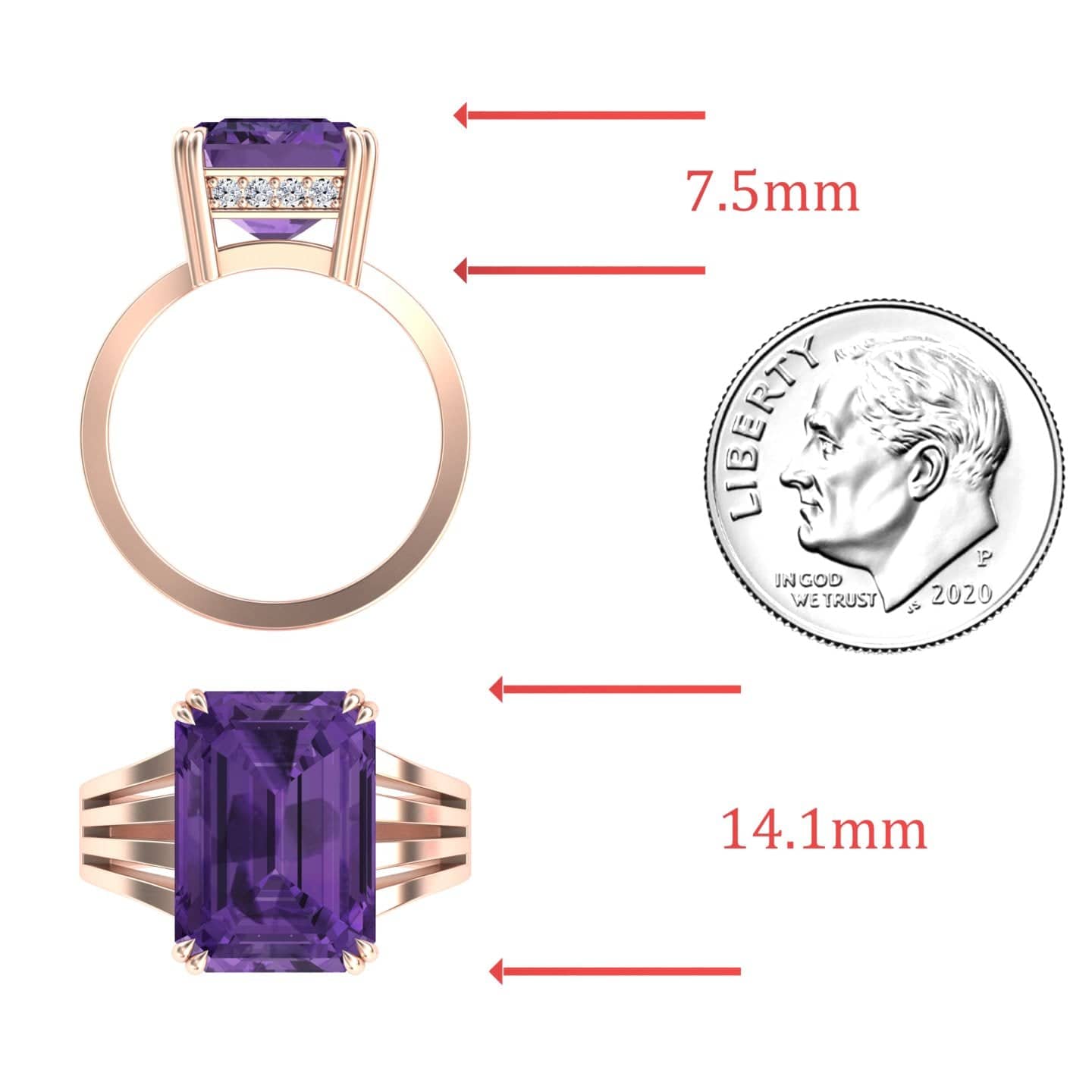Amethyst & Diamond Fashion Solitaire Ring - Tasmia