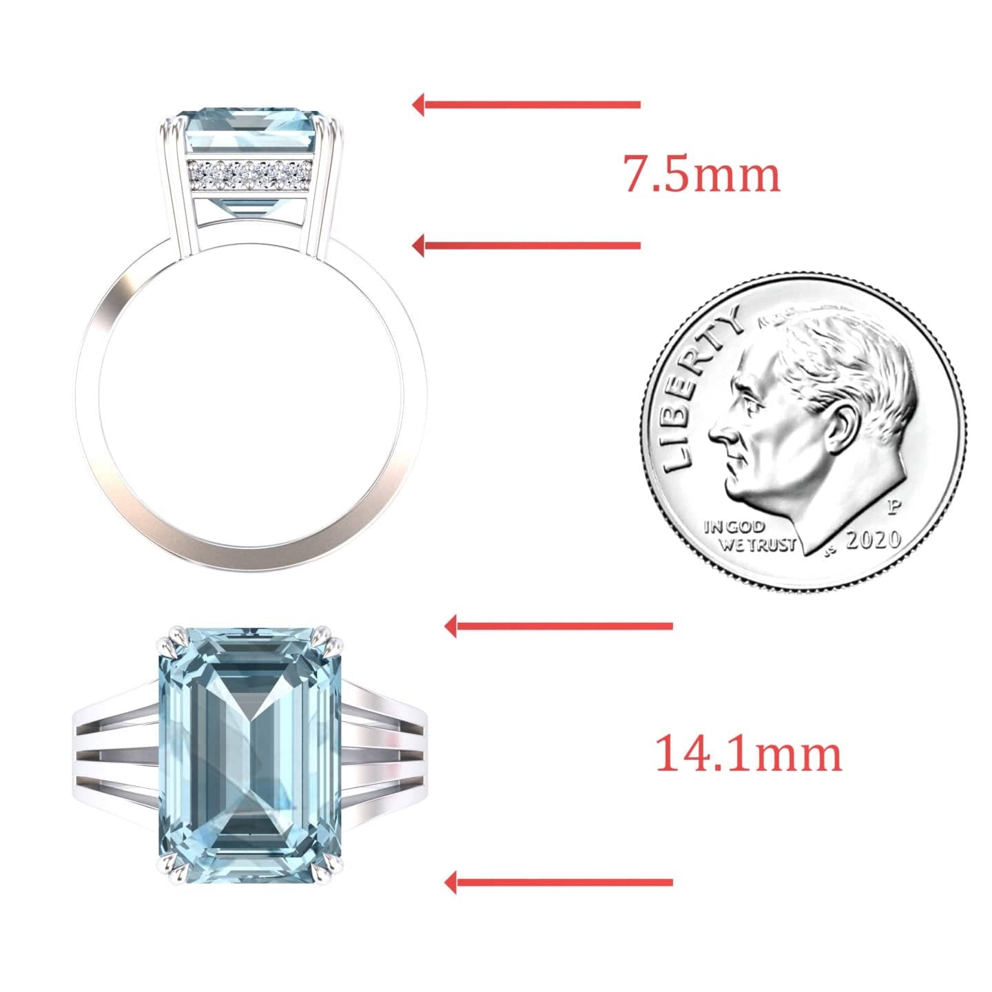 Aquamarine & Diamond Fashion Solitaire Ring - Tasmia