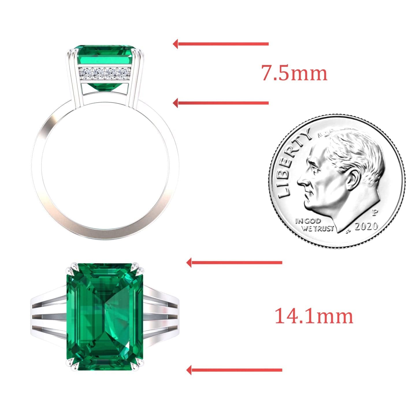 Lab Grown Emerald & Diamond Fashion Solitaire Ring - Tasmia