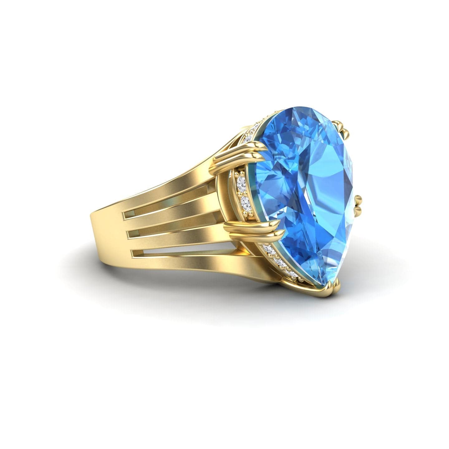 Swiss Blue Topaz & Diamond Regal Ring - Anna