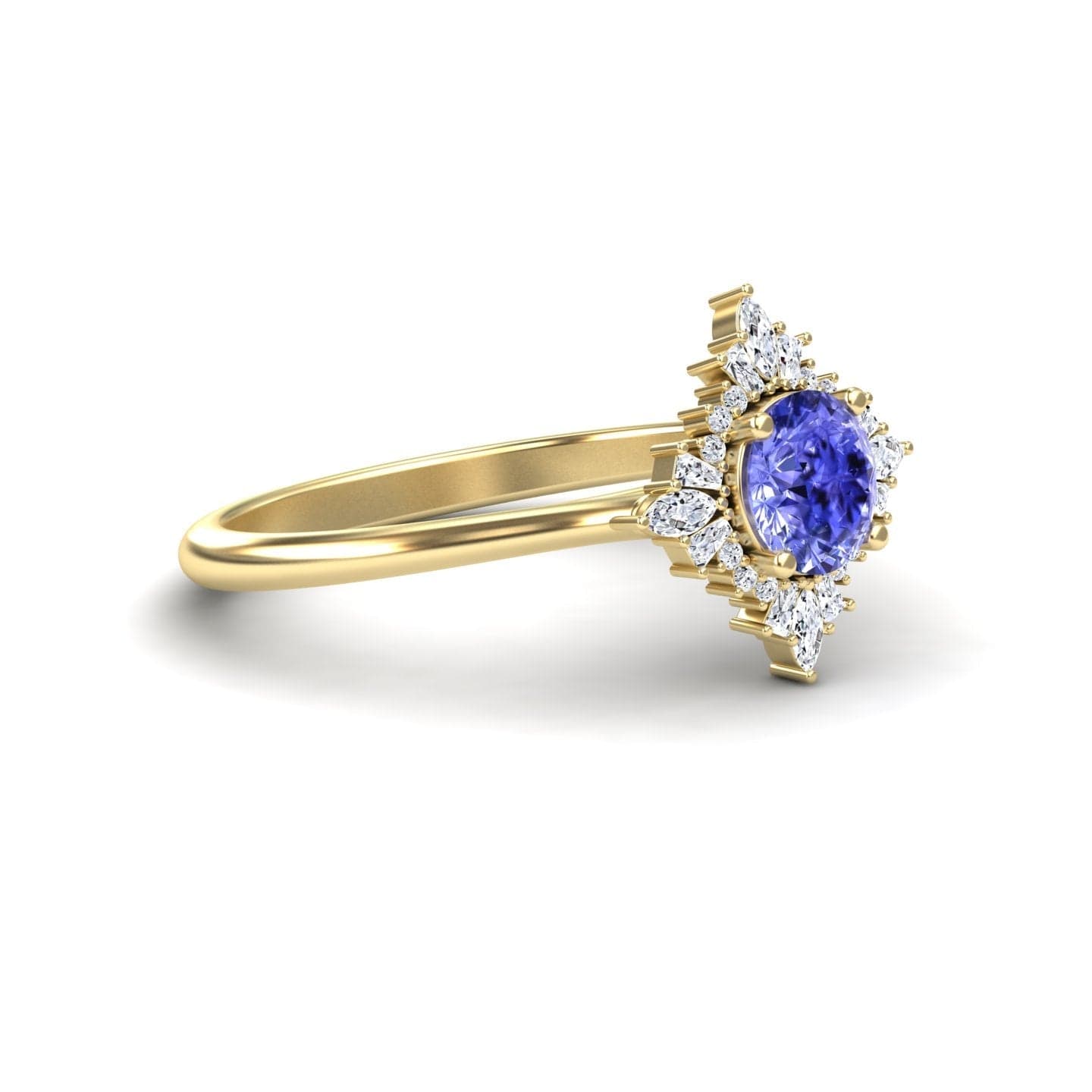 Tanzanite & Diamond Vintage-Inspired Starburst Ring - Delia