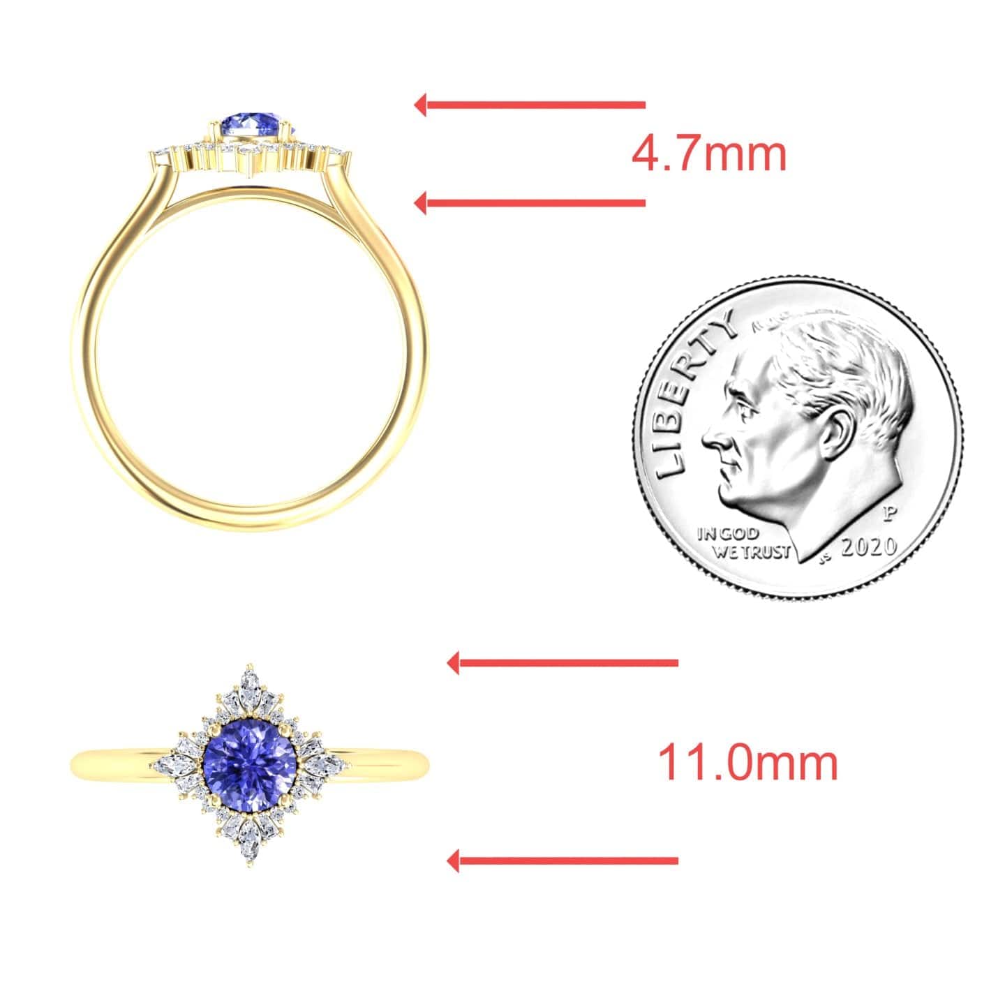 Tanzanite & Diamond Vintage-Inspired Starburst Ring - Delia