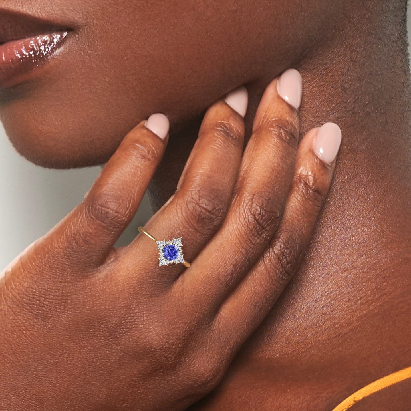 Tanzanite & Diamond Vintage-Inspired Starburst Ring - Delia