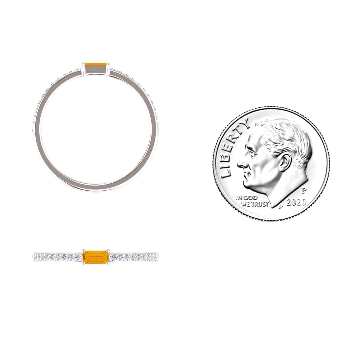 Citrine & Diamond Pave Ring - Dia