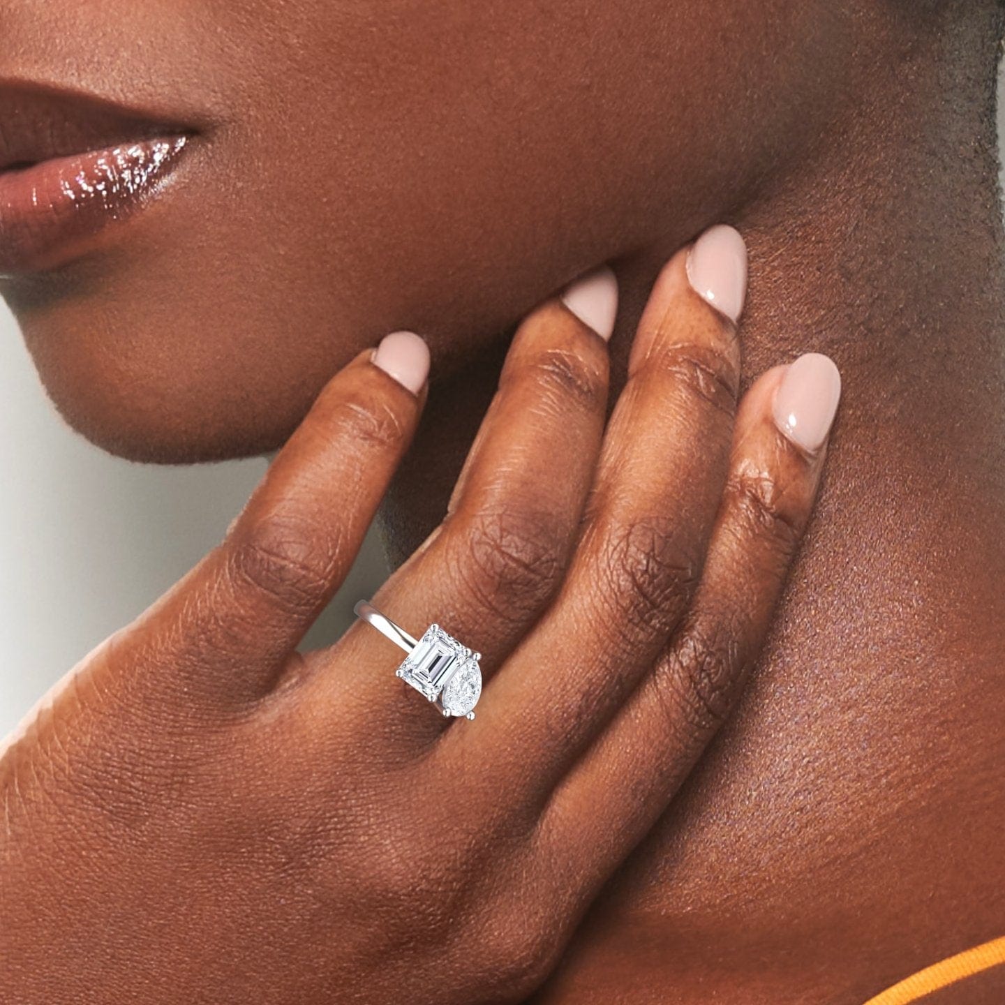 White Moissanite Toi et Moi Cocktail Ring - Ellen