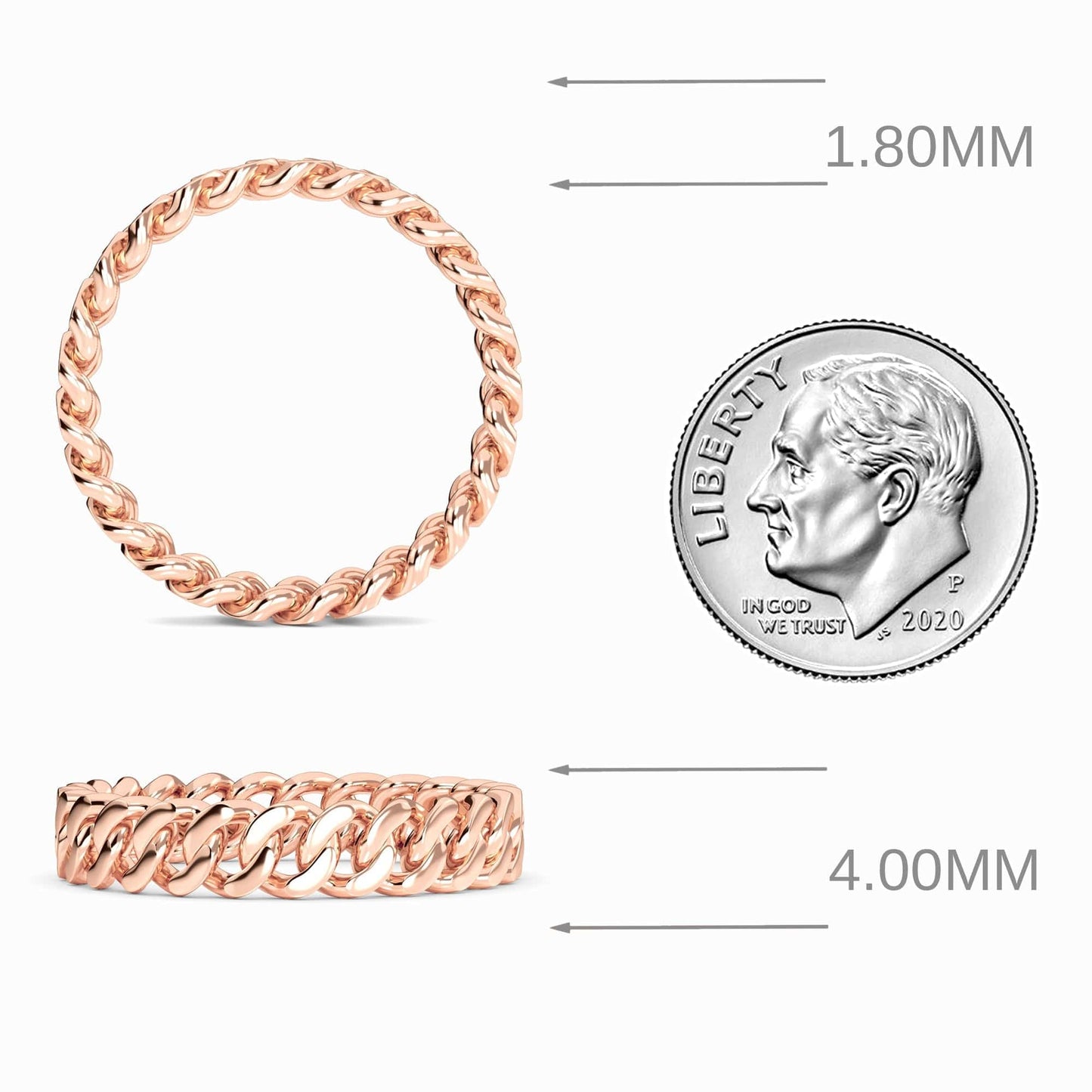 Gold Cuban Link Chain Ring - Esmeralda