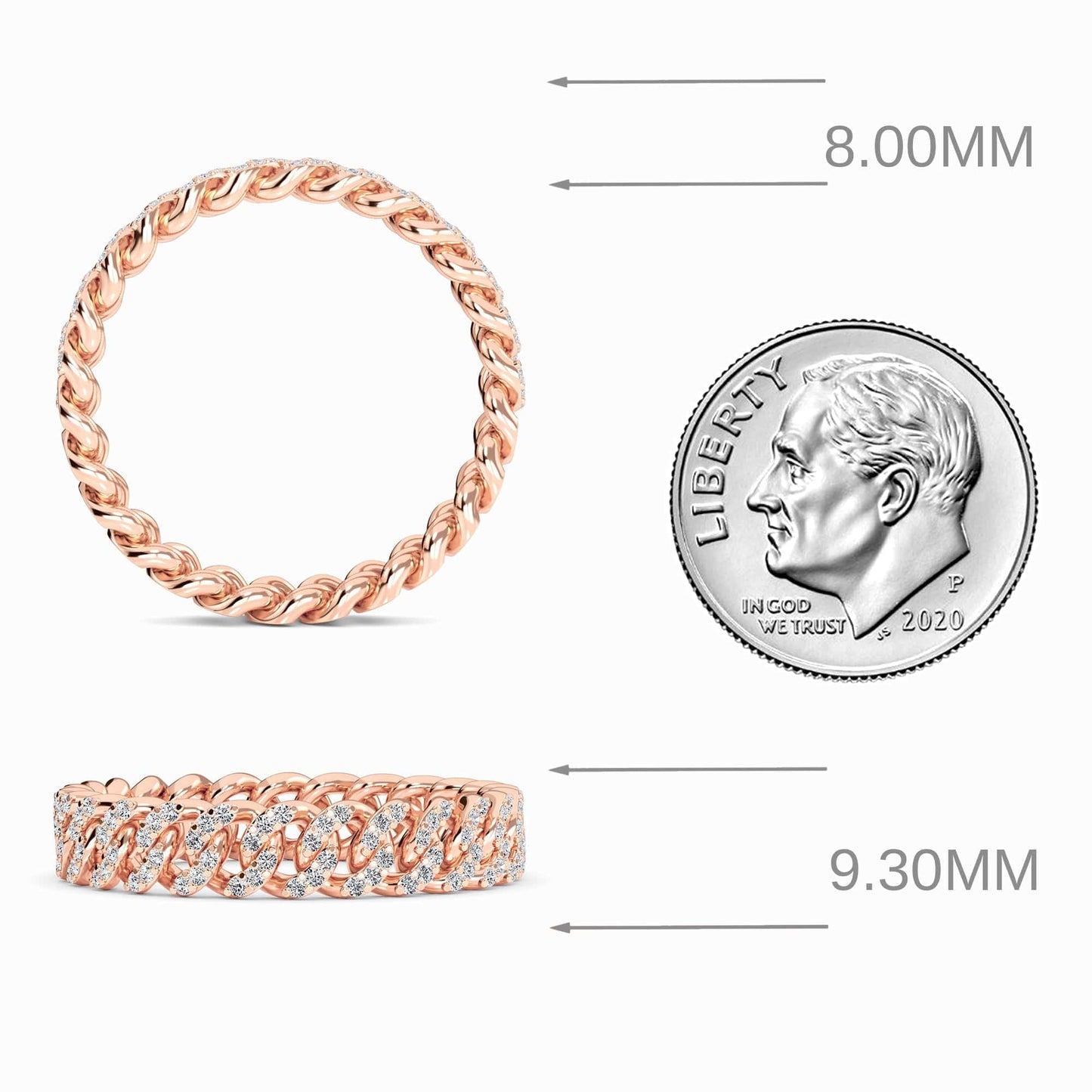 White Diamond Chain Link Ring - Ines