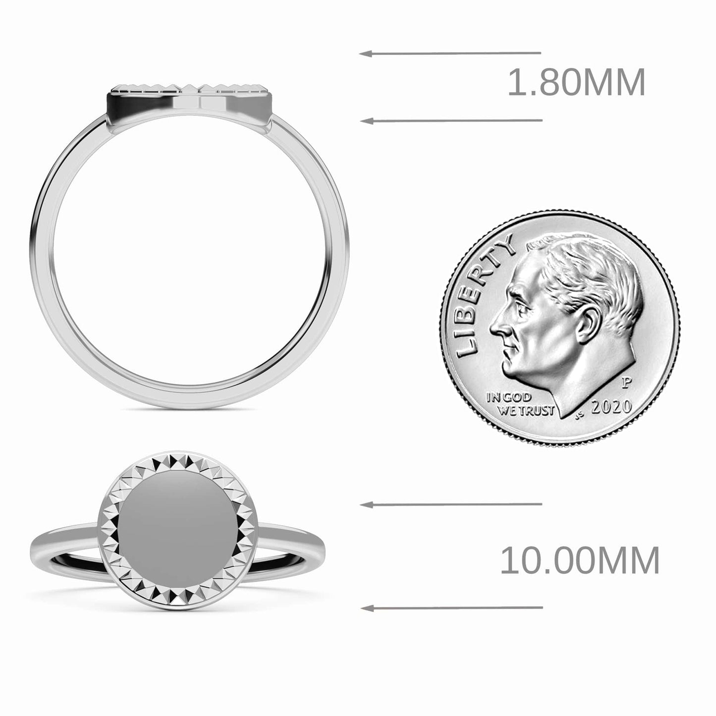 Engravable Faceted Signet Ring - Liliana