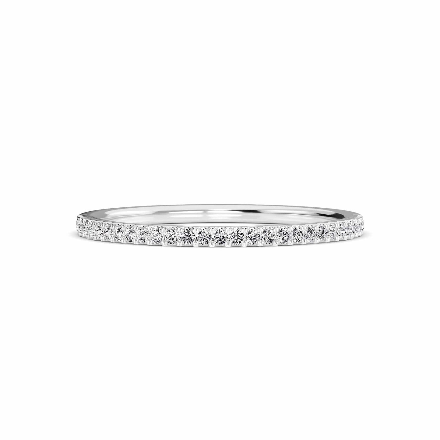 White Diamond Pave Half Eternity Band Ring - Stephanie