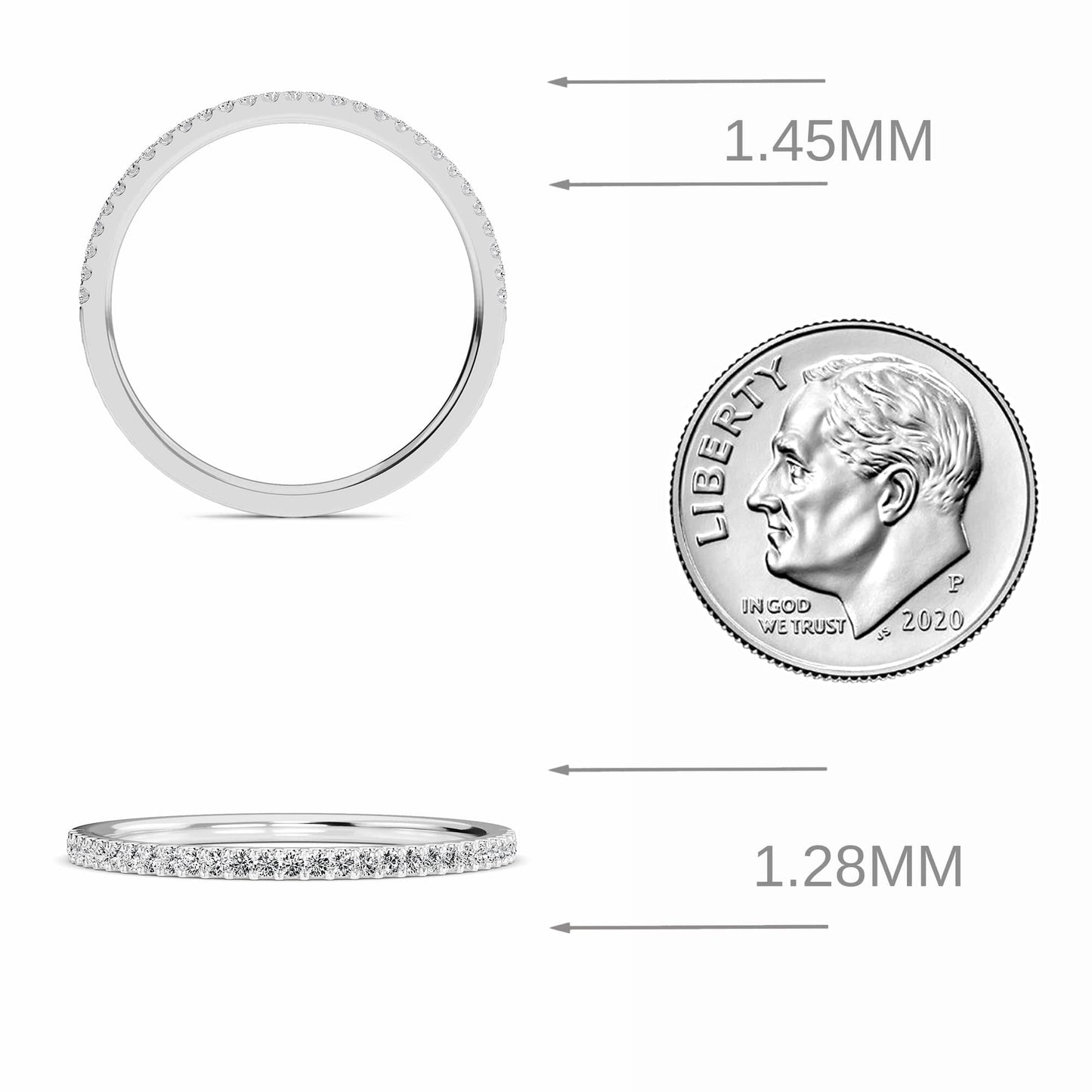 White Diamond Pave Half Eternity Band Ring - Stephanie