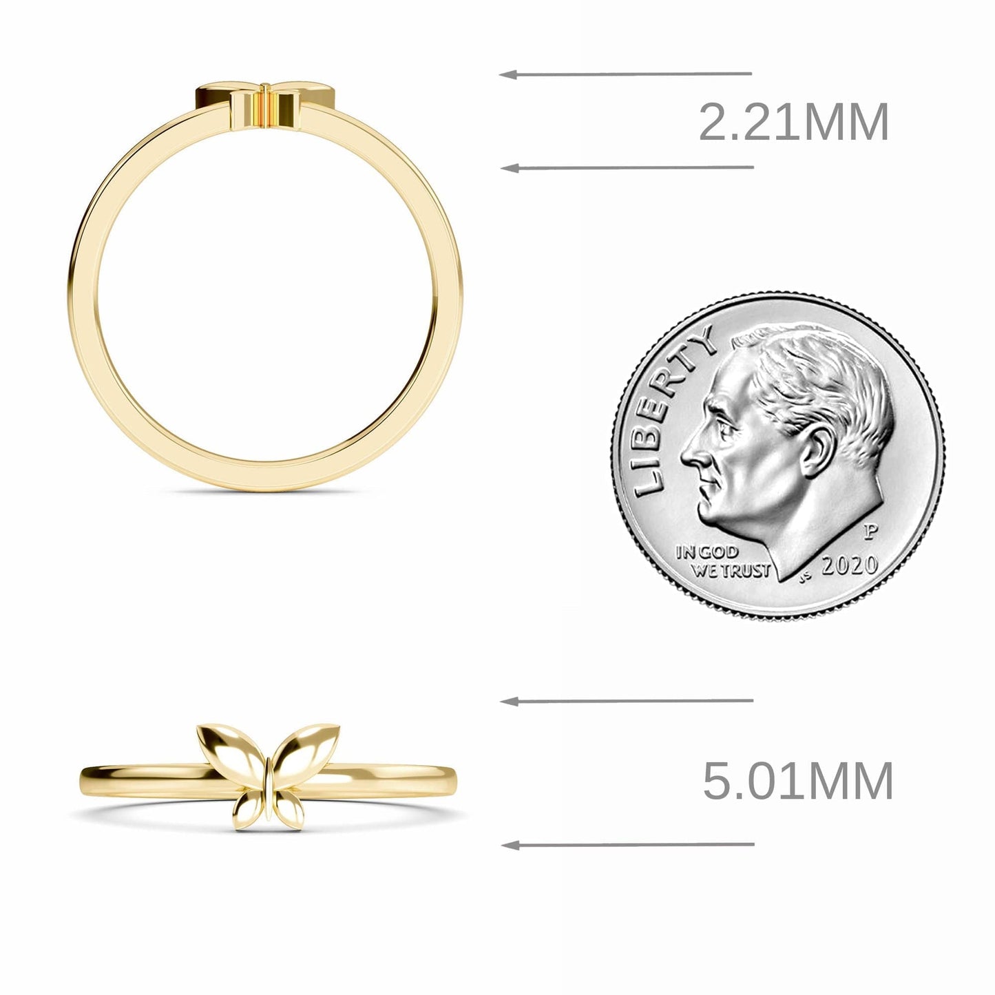 Minimalist Gold Butterfly Ring - Asmita