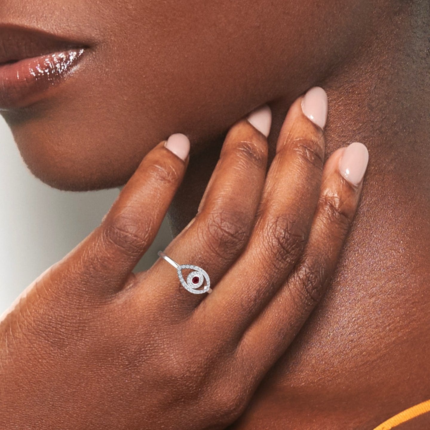 Ruby & Diamond Evil Eye Ring - Hazel