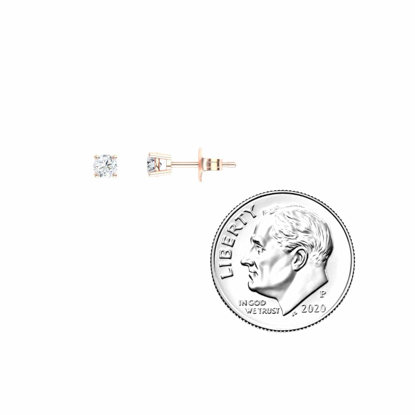 White Diamond Classic Four-Prong Stud Earrings - Krisha