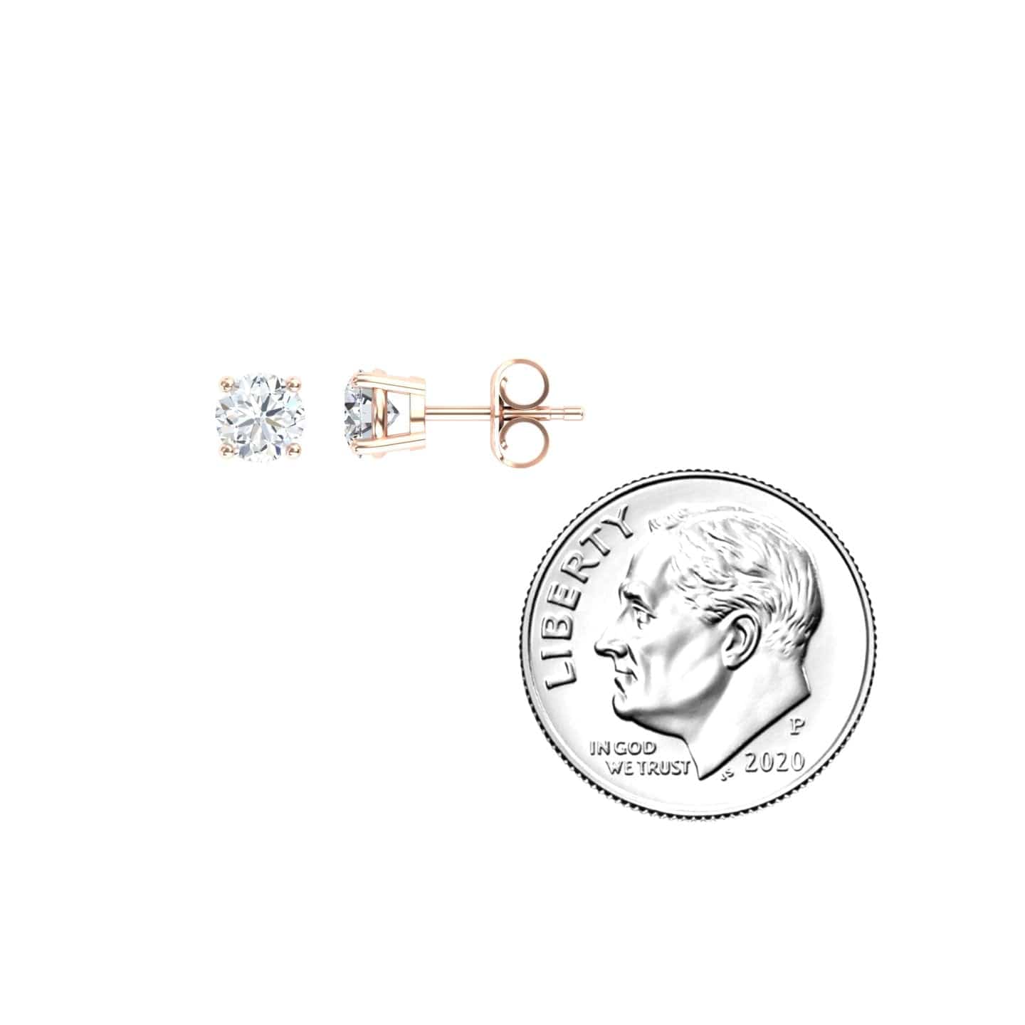 White Diamond Classic Four-Prong Stud Earrings - Krisha