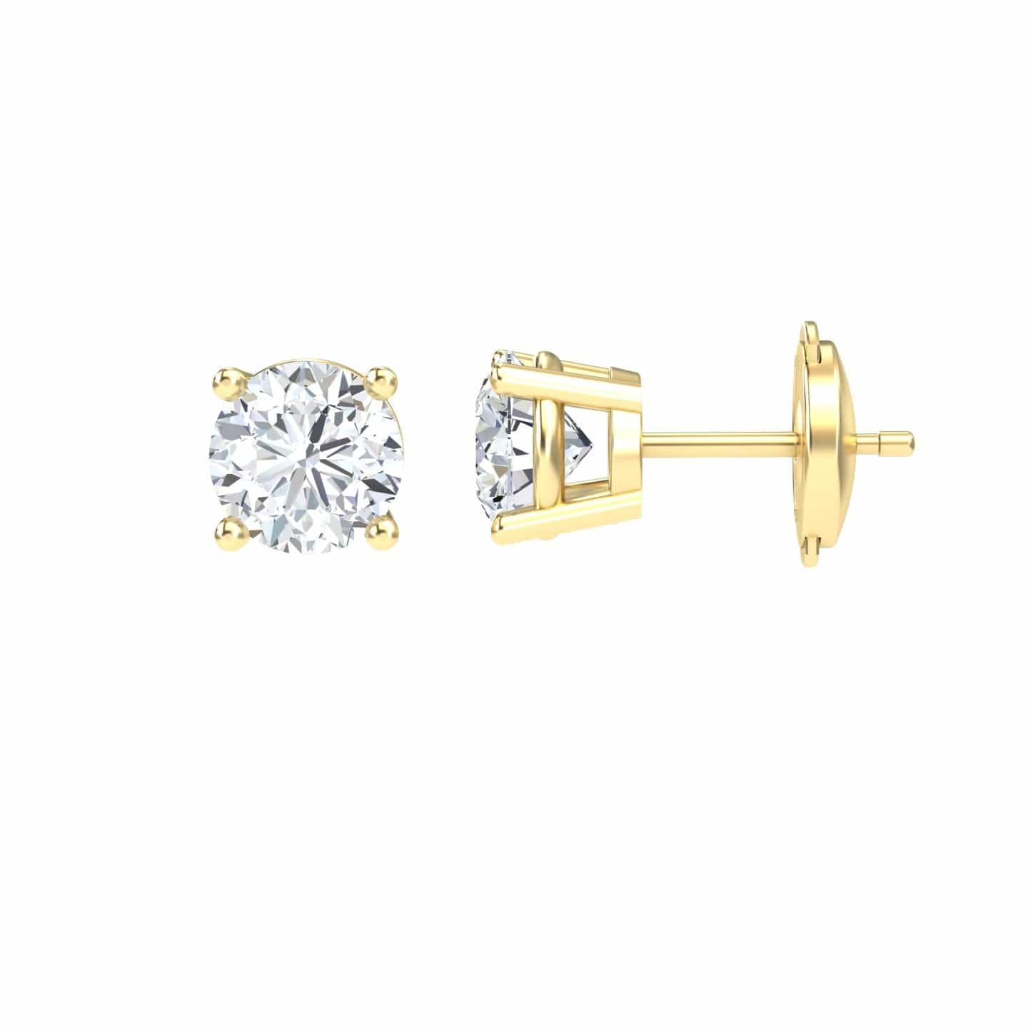 White Diamond Classic Four-Prong Stud Earrings - Krisha