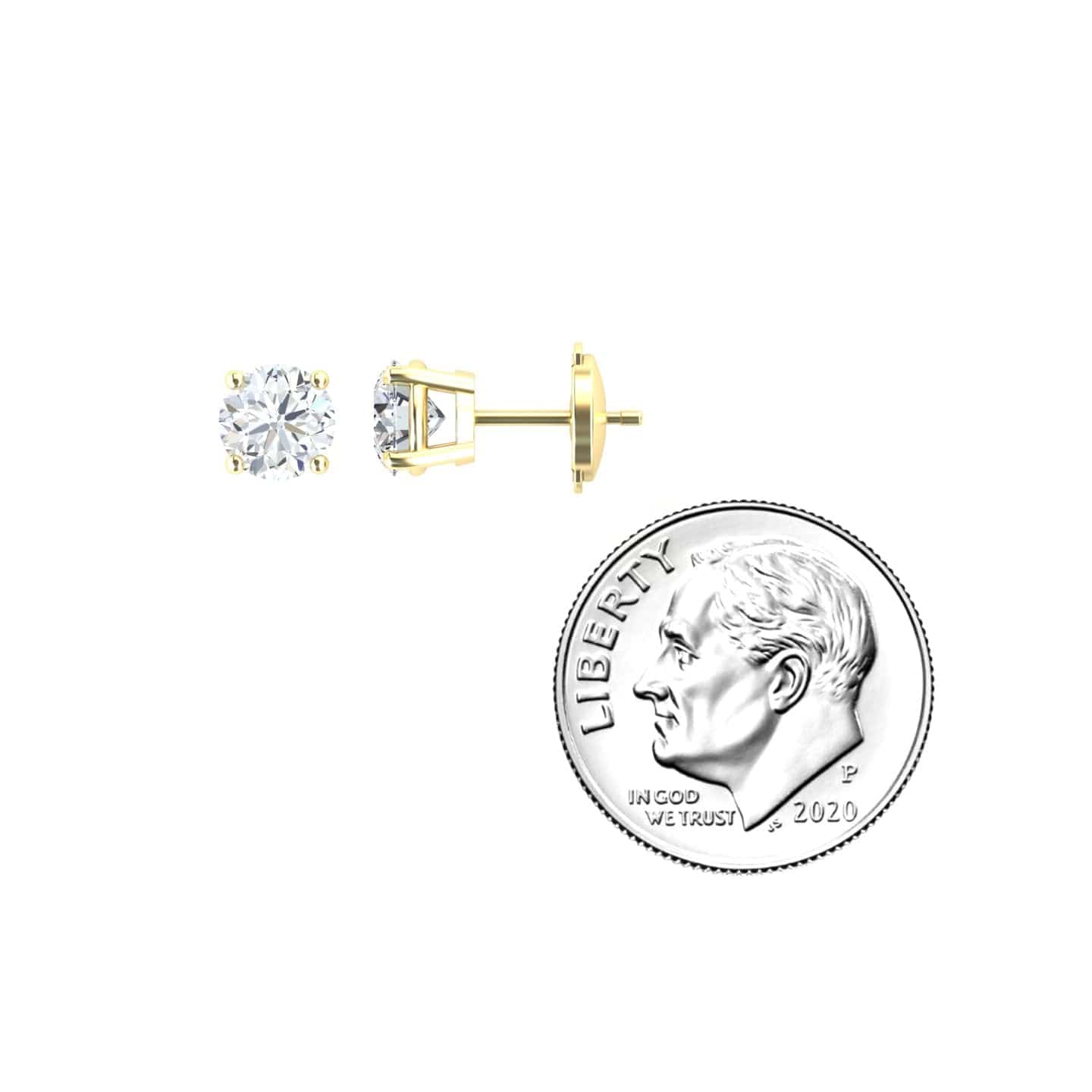 White Diamond Classic Four-Prong Stud Earrings - Krisha