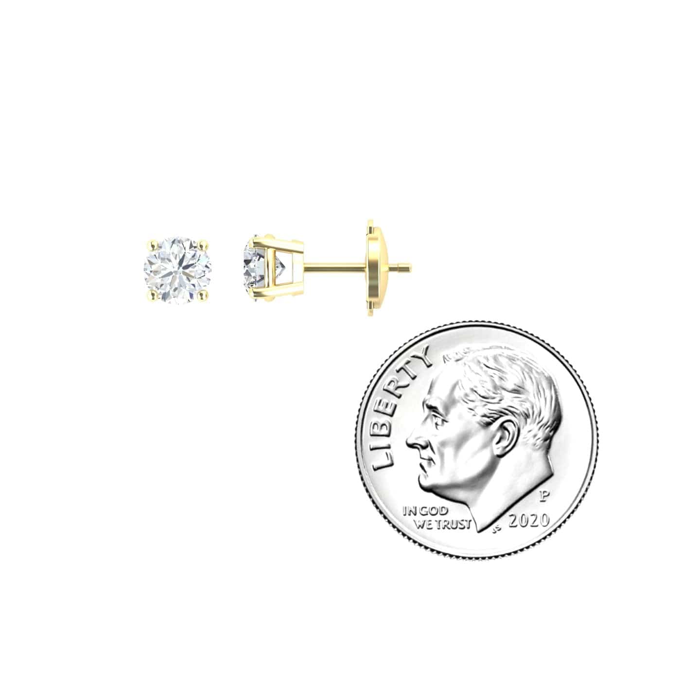 Four-Prong Round Diamond Stud Earrings - Krisha