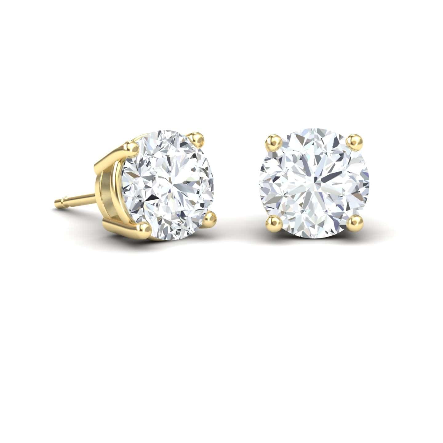 White Diamond Classic Four-Prong Stud Earrings - Krisha