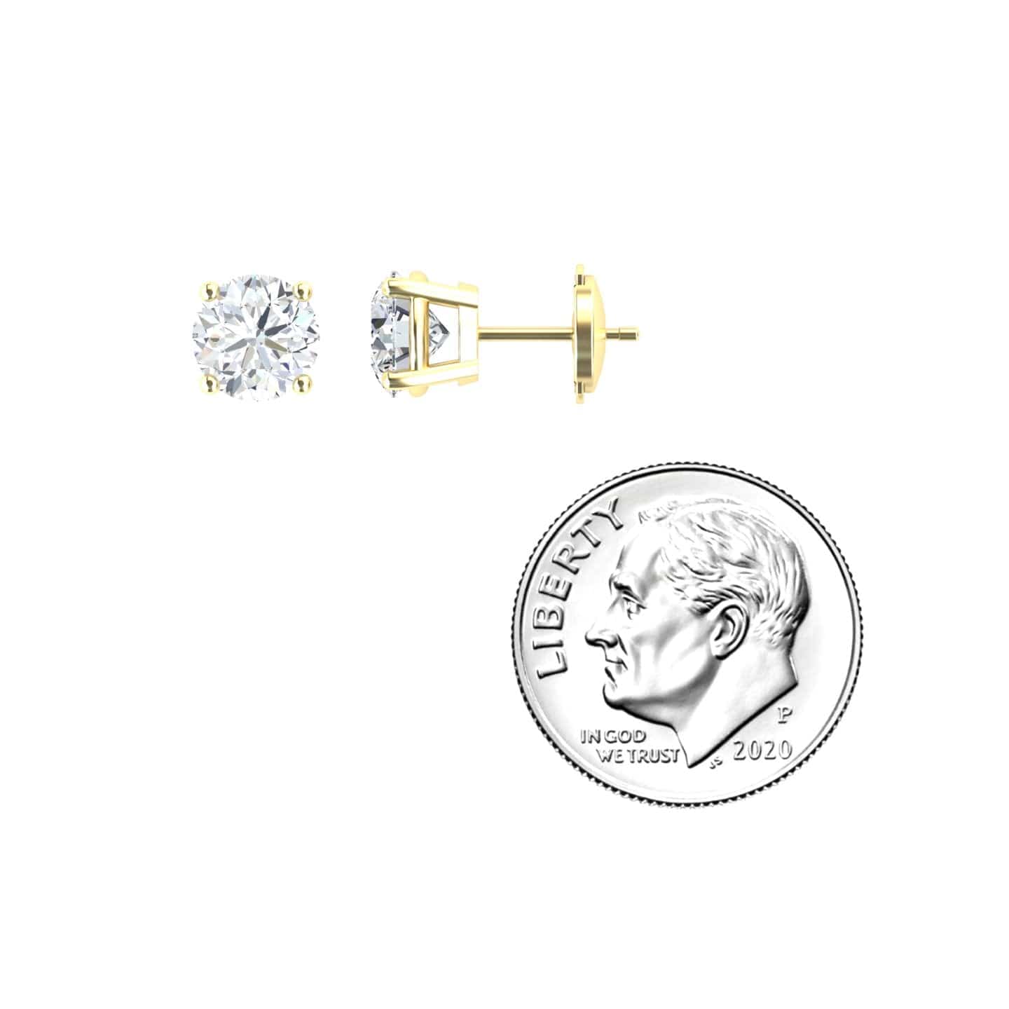 White Diamond Classic Four-Prong Stud Earrings - Krisha