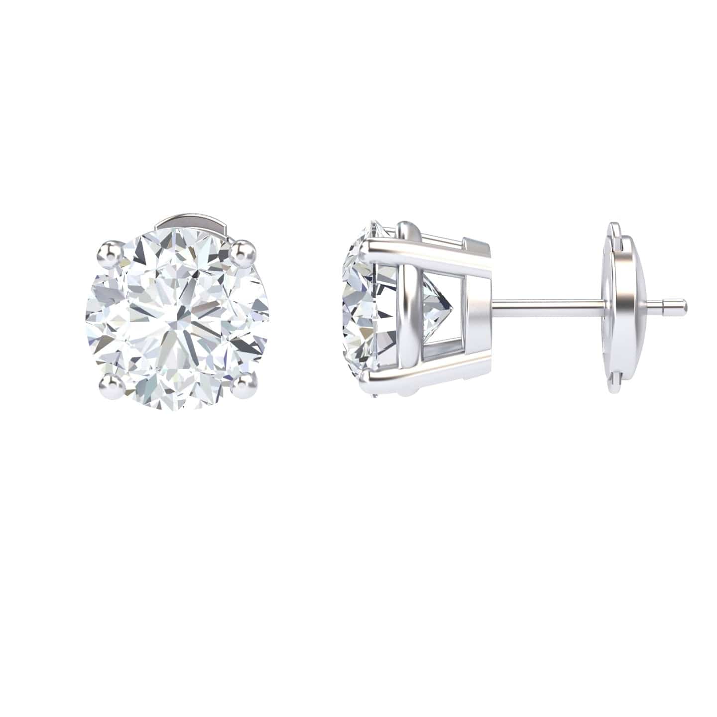 White Diamond Classic Four-Prong Stud Earrings - Krisha