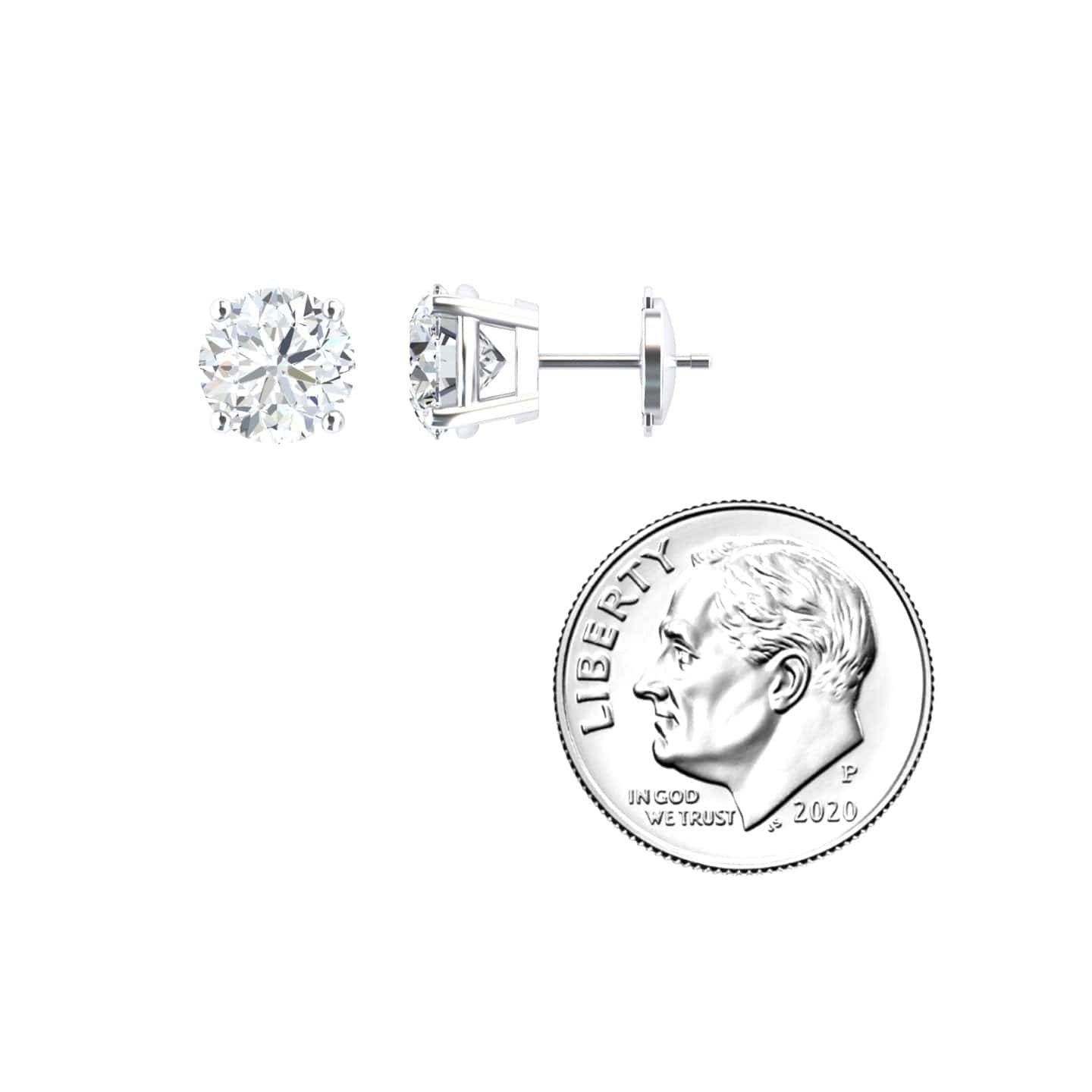 White Diamond Classic Four-Prong Stud Earrings - Krisha
